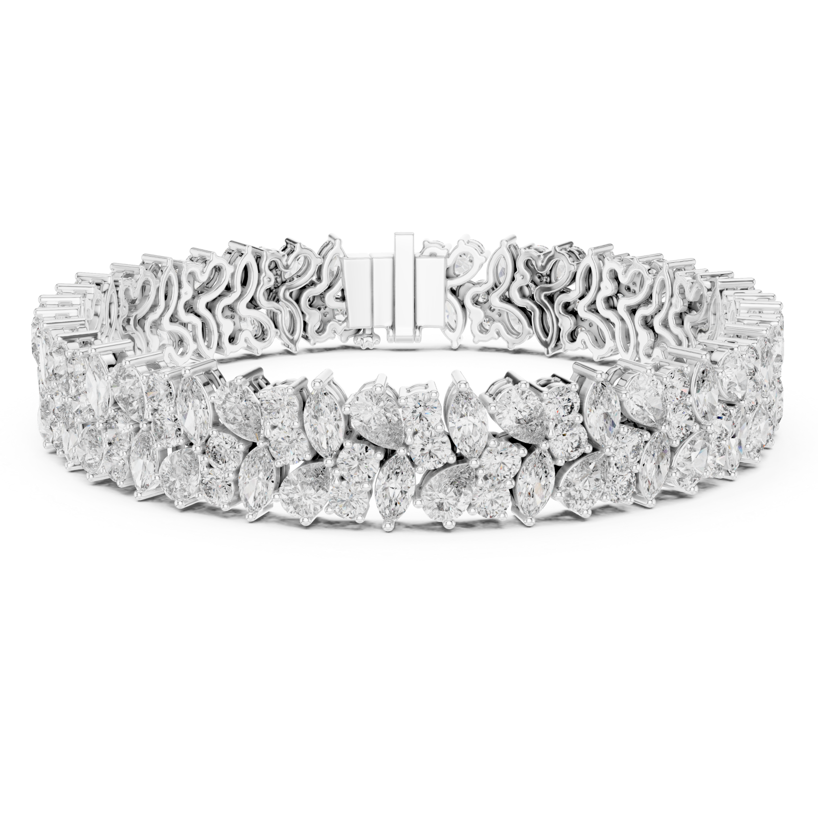  White Gold Serene Radiant Cluster Bracelet Right View