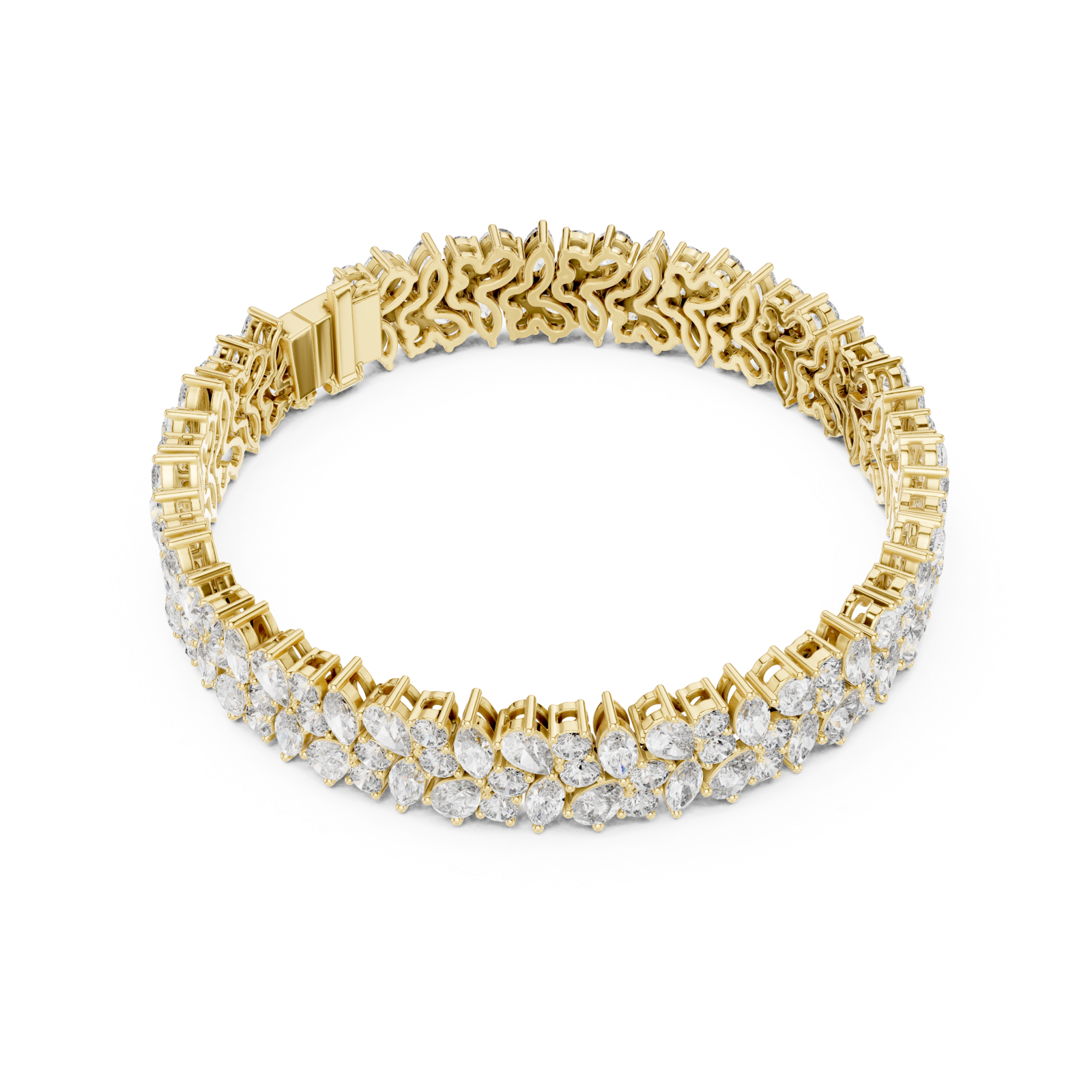  Gold Serene Radiant Cluster Bracelet Front View