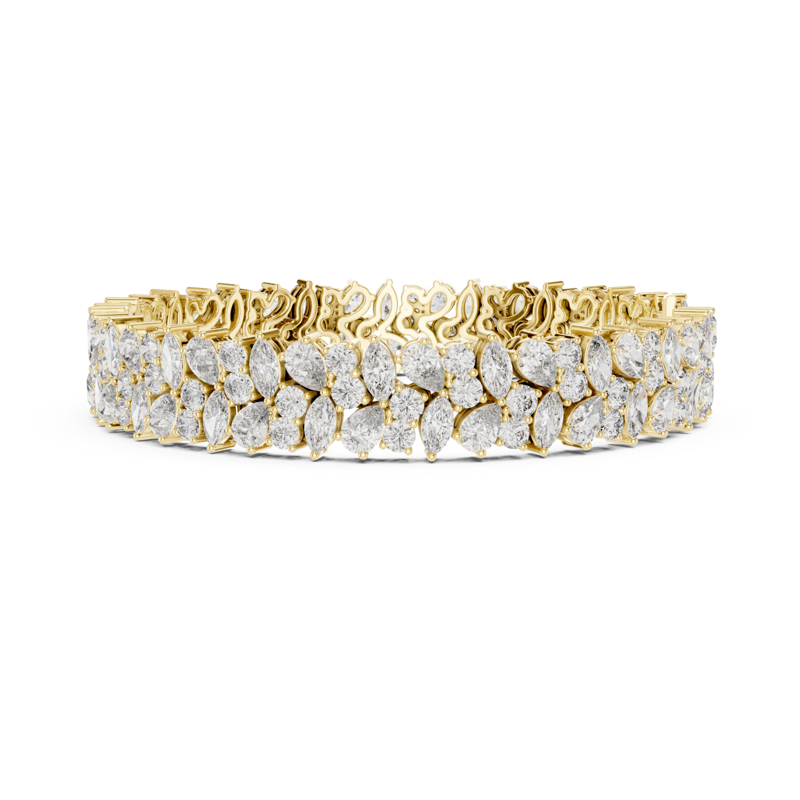  Gold Serene Radiant Cluster Bracelet Side View