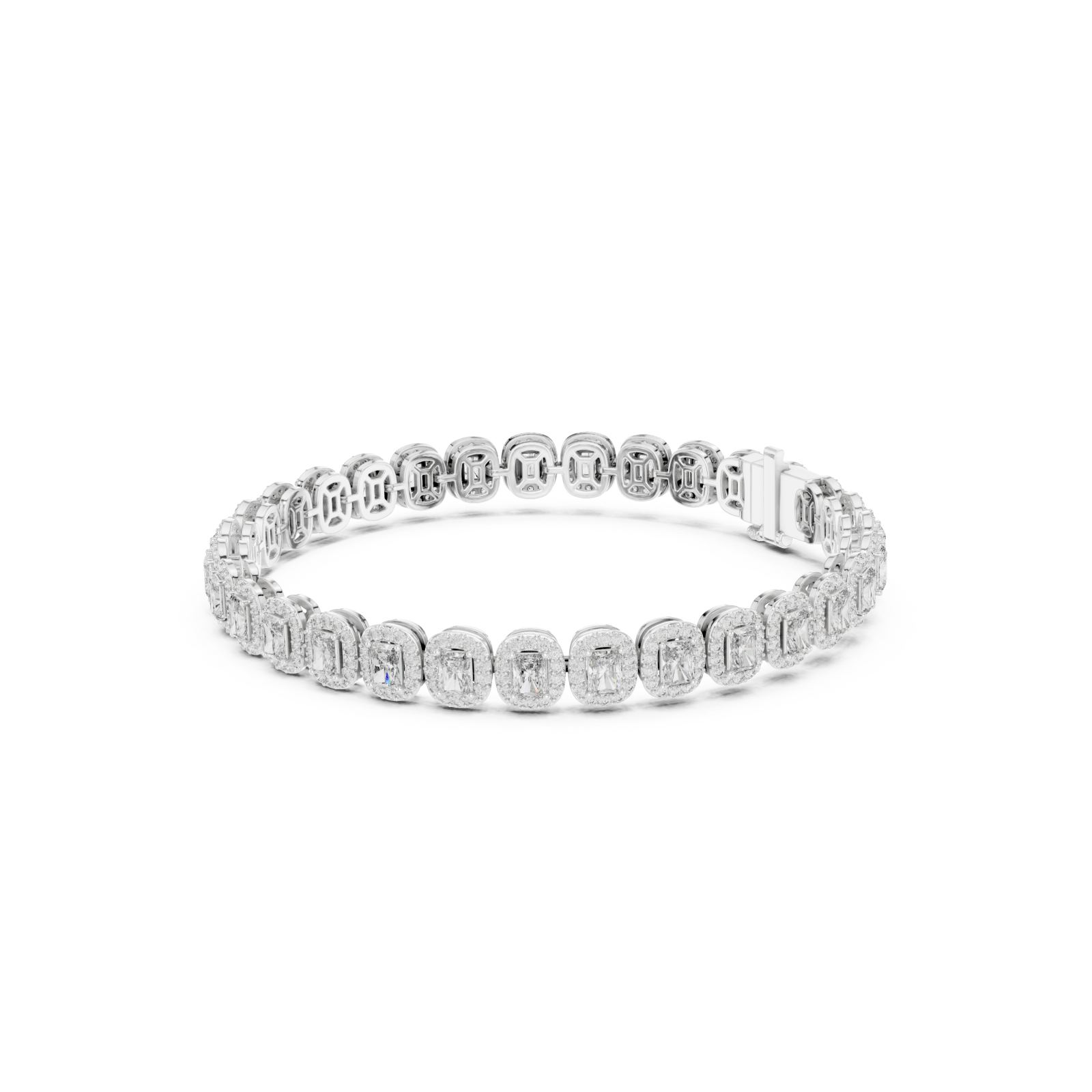  White Gold Sculpted Whisper Signature Statement Flexi Bracelet Left View