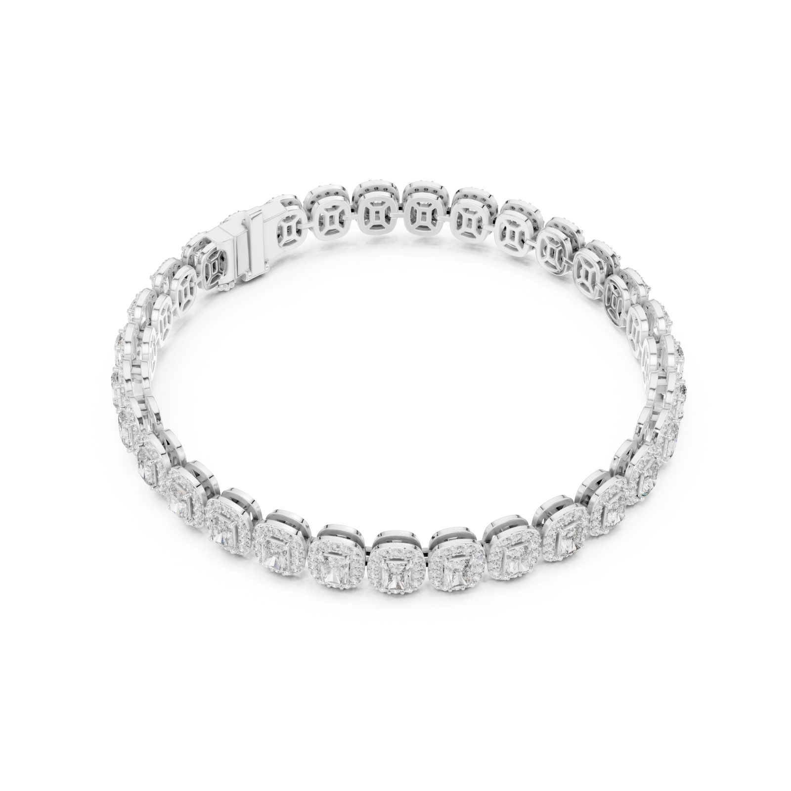  White Gold Sculpted Whisper Signature Statement Flexi Bracelet Front View