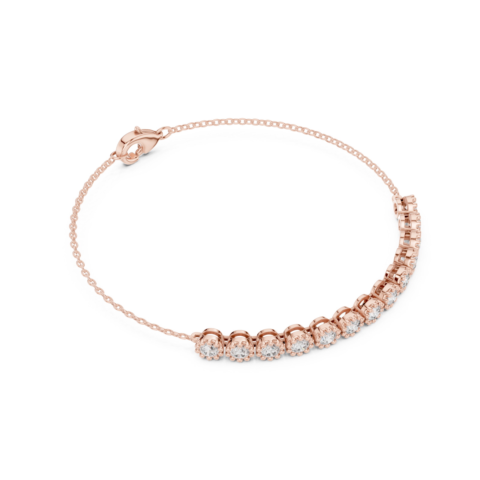  Rose Gold Radiant Linked Elegance Bracelet Front View