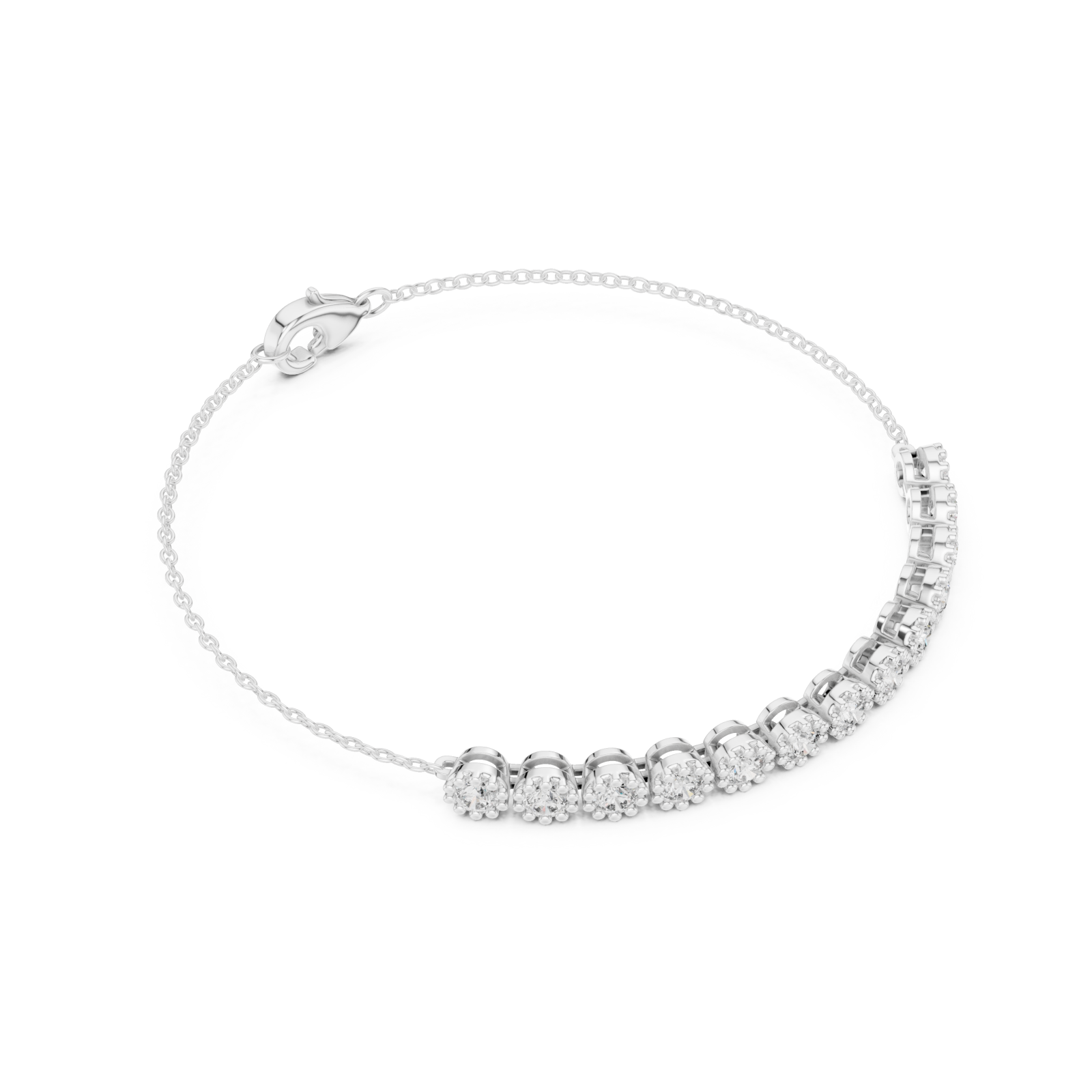  White Gold Radiant Linked Elegance Bracelet Front View
