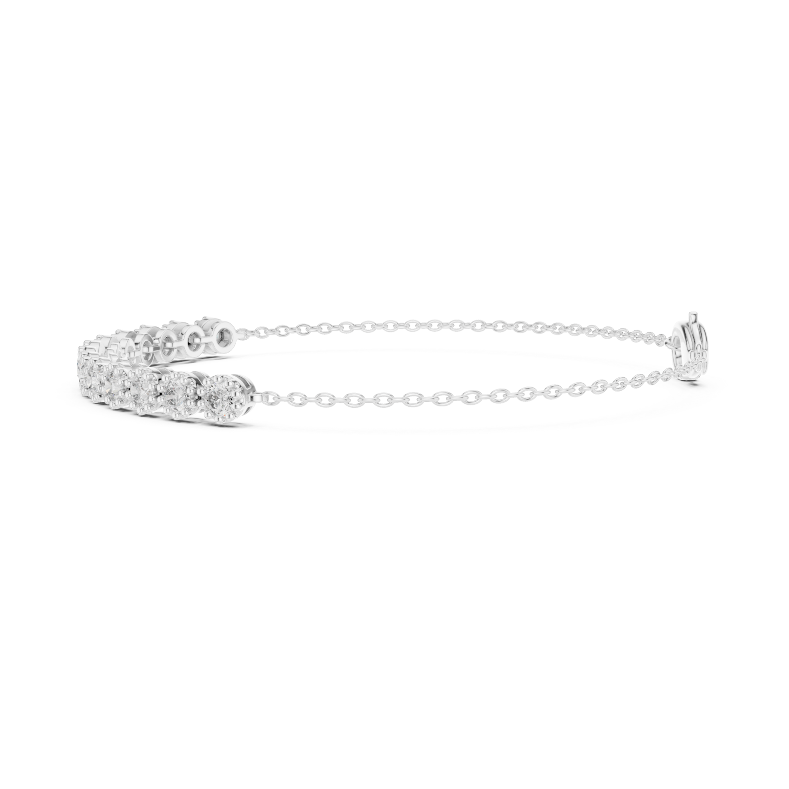  White Gold Radiant Linked Elegance Bracelet Side View
