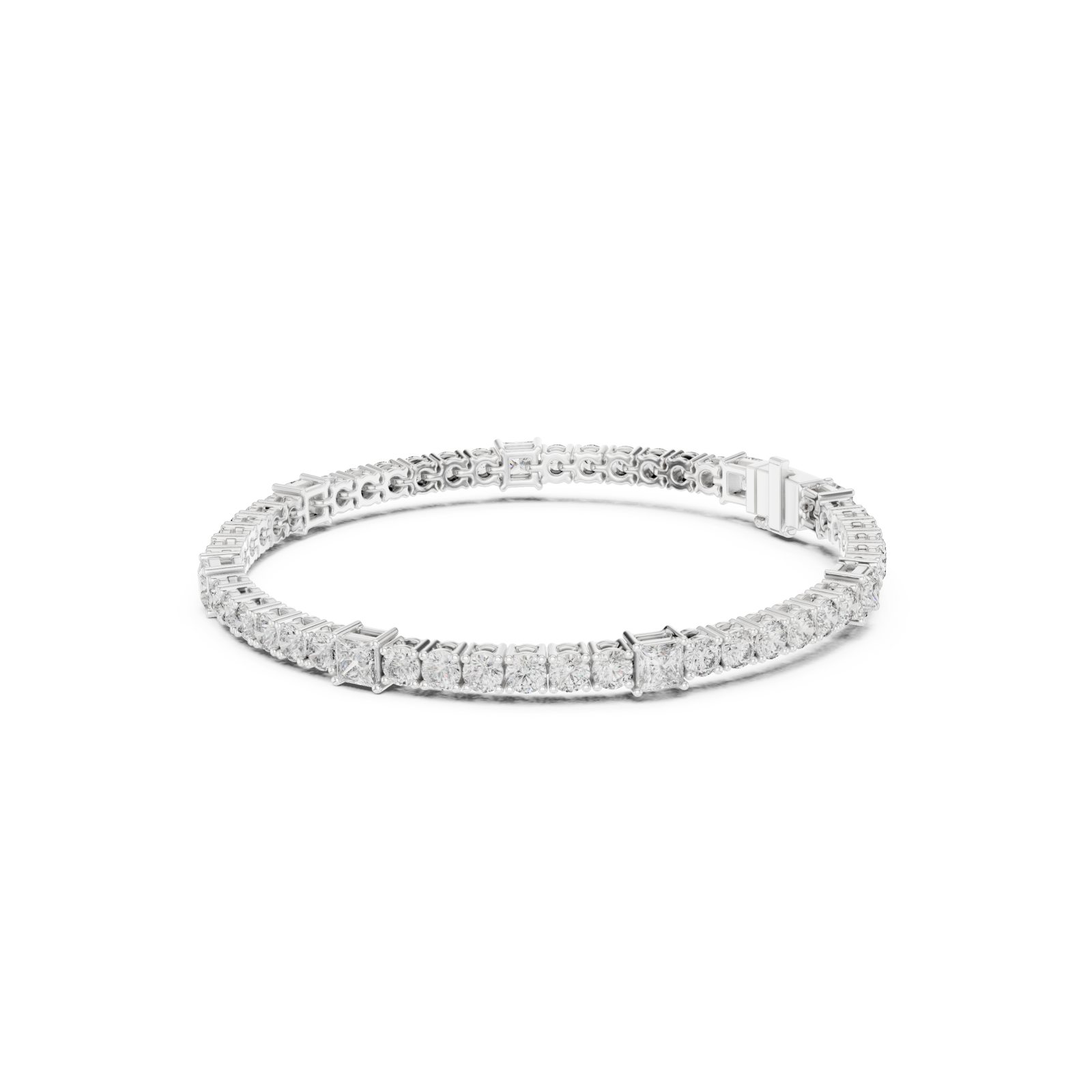  White Gold Celestial Harmony Tennis Bracelet Left View