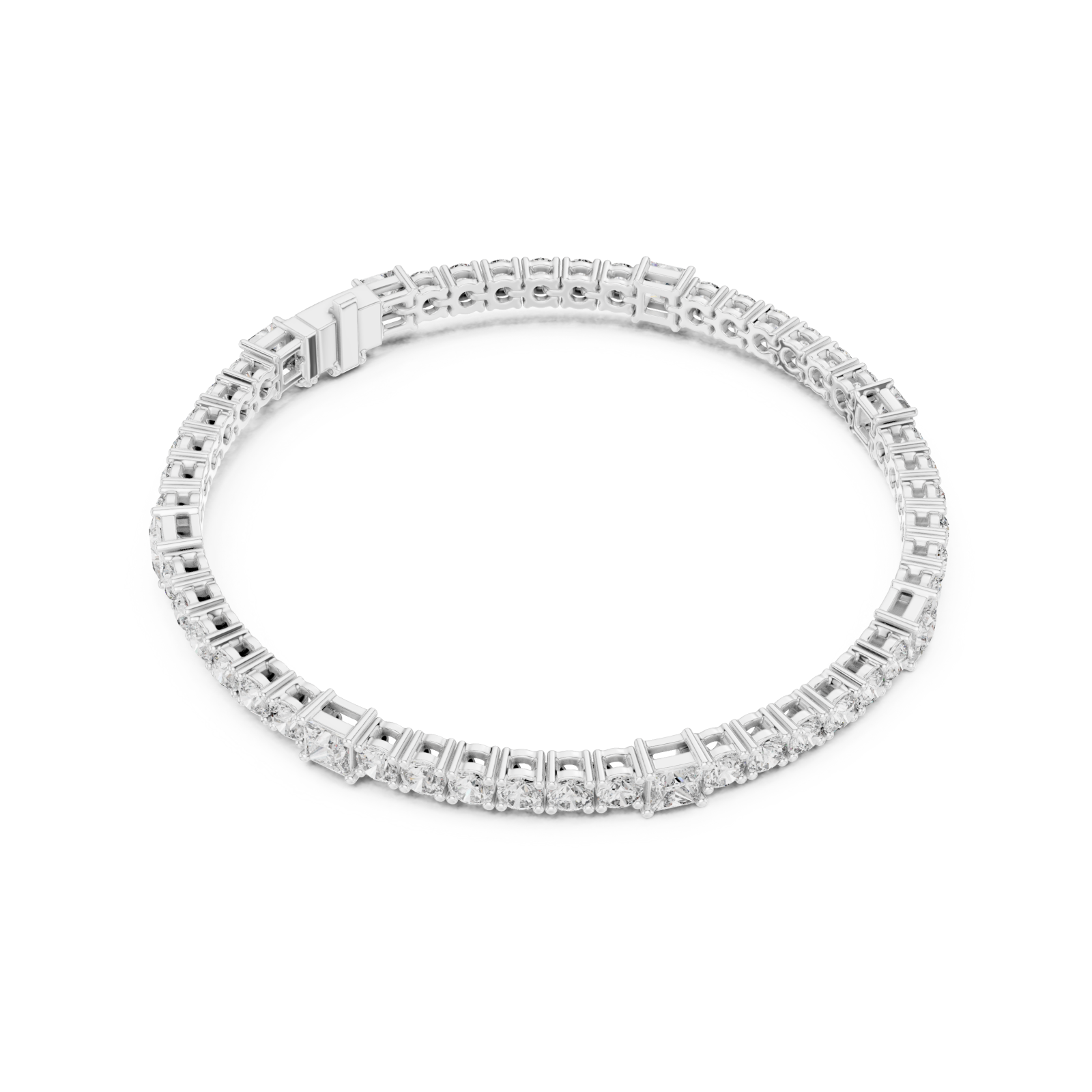  White Gold Celestial Harmony Tennis Bracelet Front View