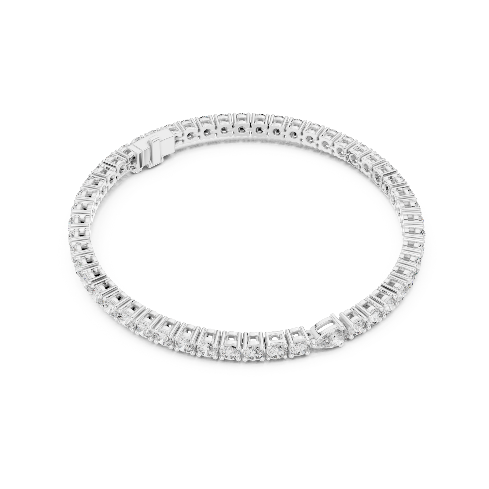  White Gold Radiant Mirage Singular Tennis Bracelet Front View