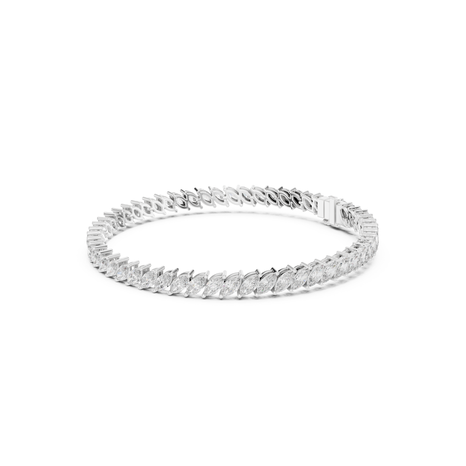  White Gold Celestial Lattice Luxe Fusion Tennis Bracelet Left View