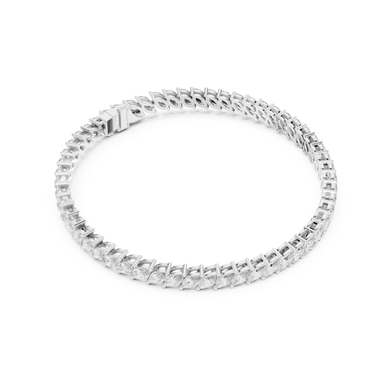  White Gold Celestial Lattice Luxe Fusion Tennis Bracelet Front View