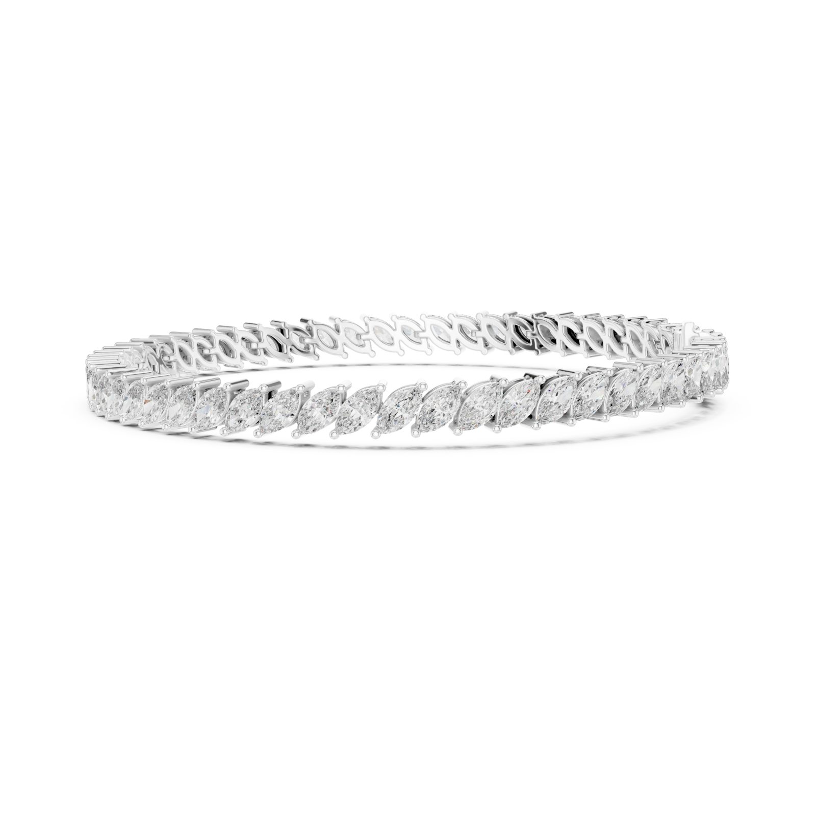  White Gold Celestial Lattice Luxe Fusion Tennis Bracelet Side View