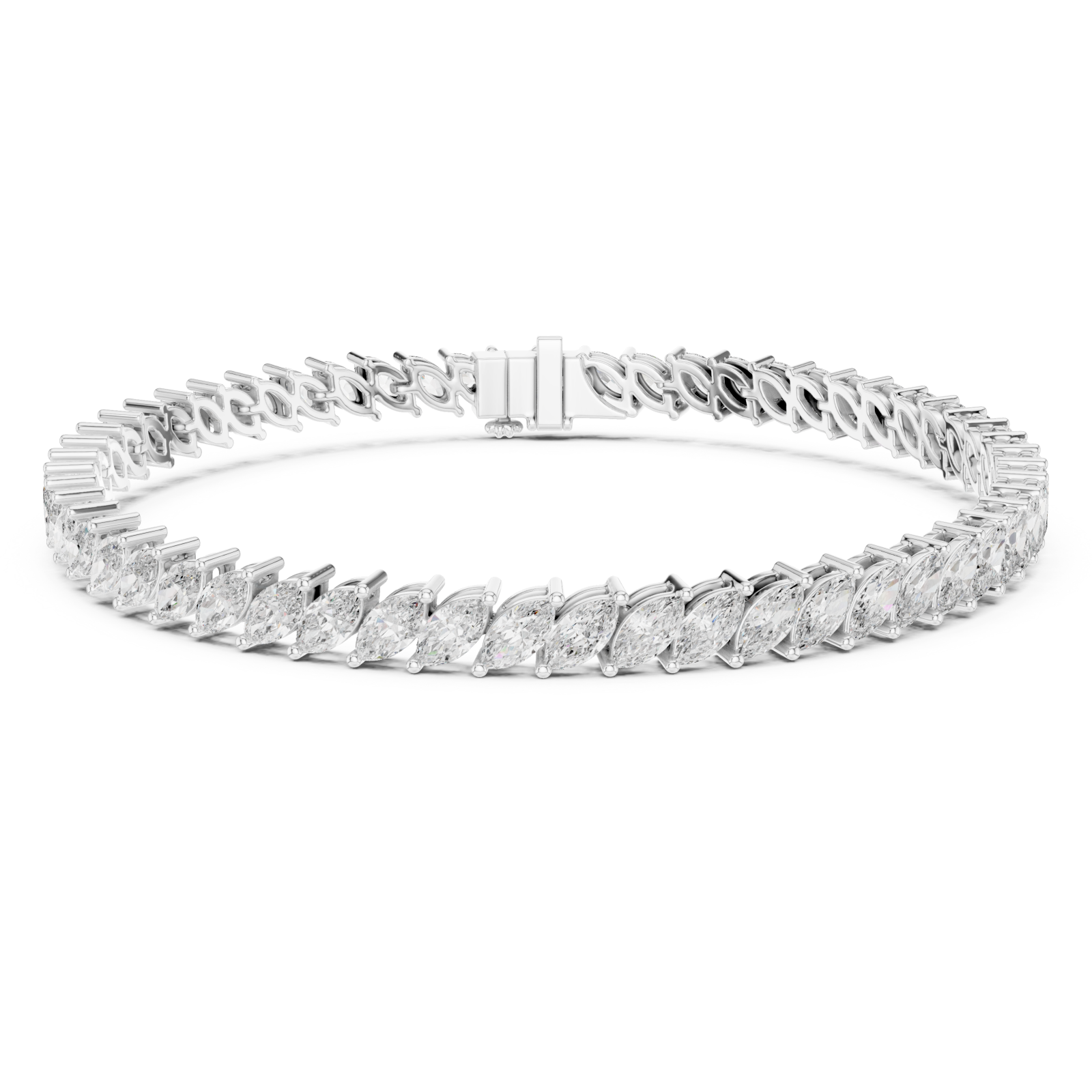  White Gold Celestial Lattice Luxe Fusion Tennis Bracelet Right View