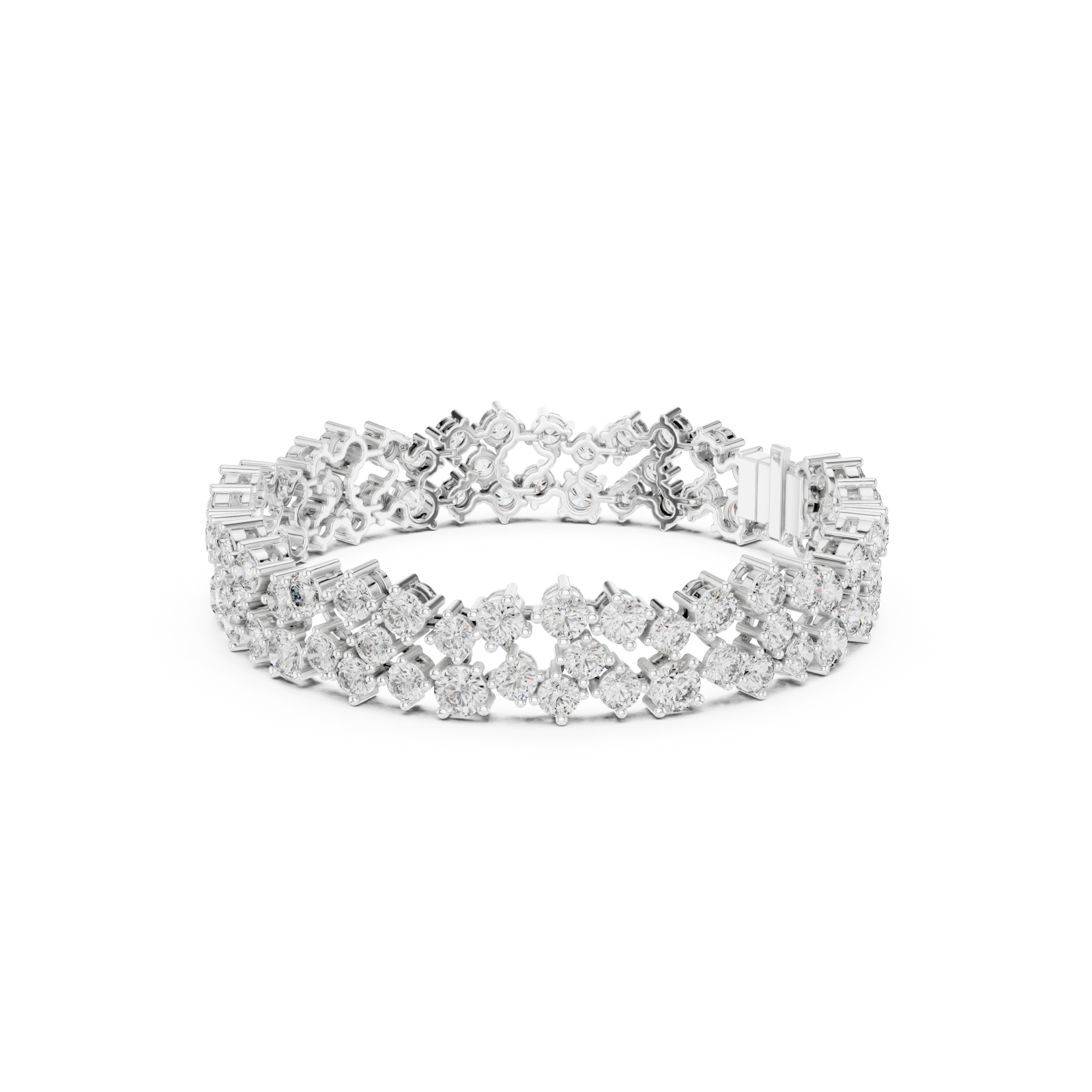  White Gold Serene Petal Lattice Luxe Cuff Left View