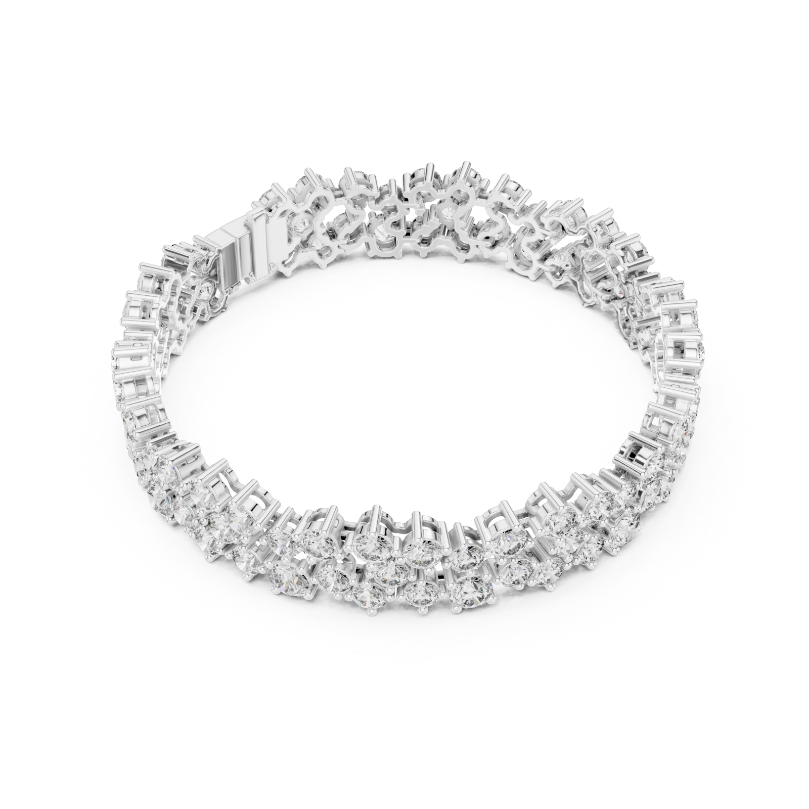  White Gold Serene Petal Lattice Luxe Cuff Front View