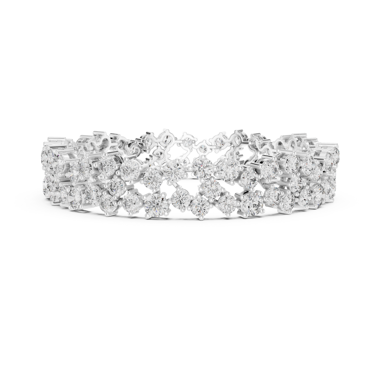  White Gold Serene Petal Lattice Luxe Cuff Side View