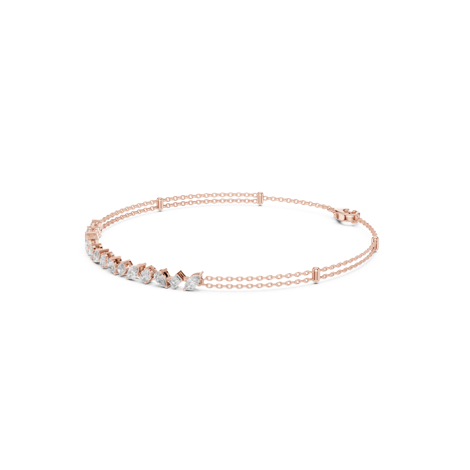  Rose Gold Graceful Radiance Tennis Bracelet Left View