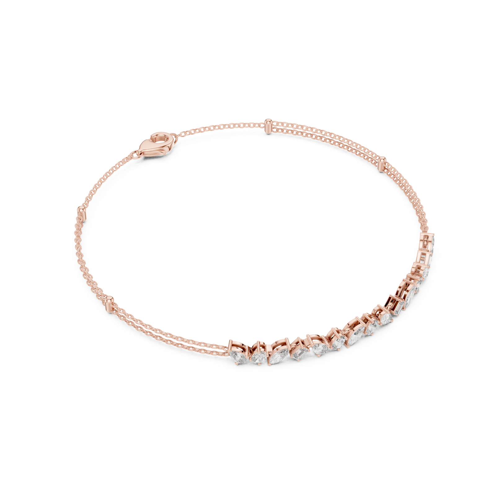  Rose Gold Graceful Radiance Tennis Bracelet Front View