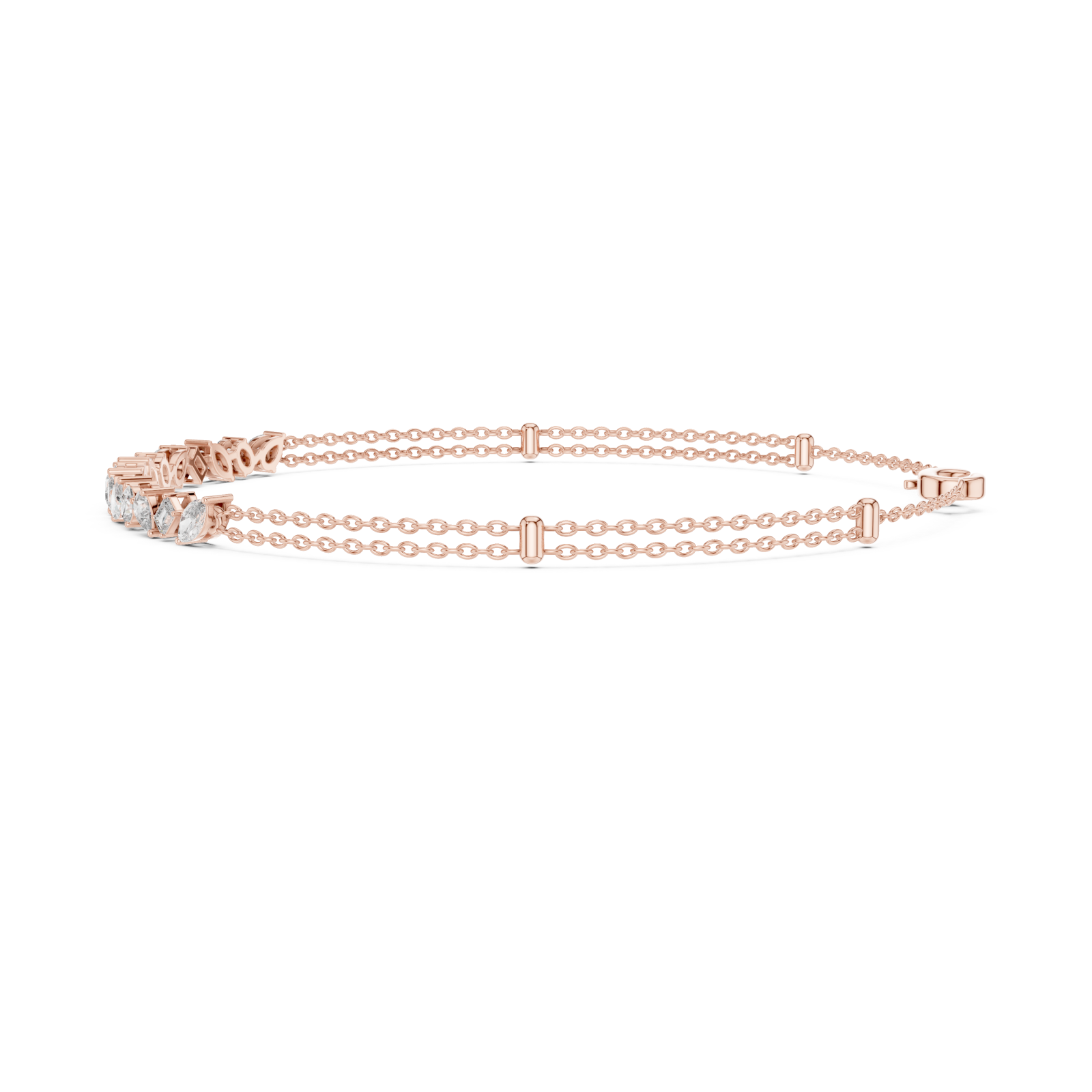  Rose Gold Graceful Radiance Tennis Bracelet Side View