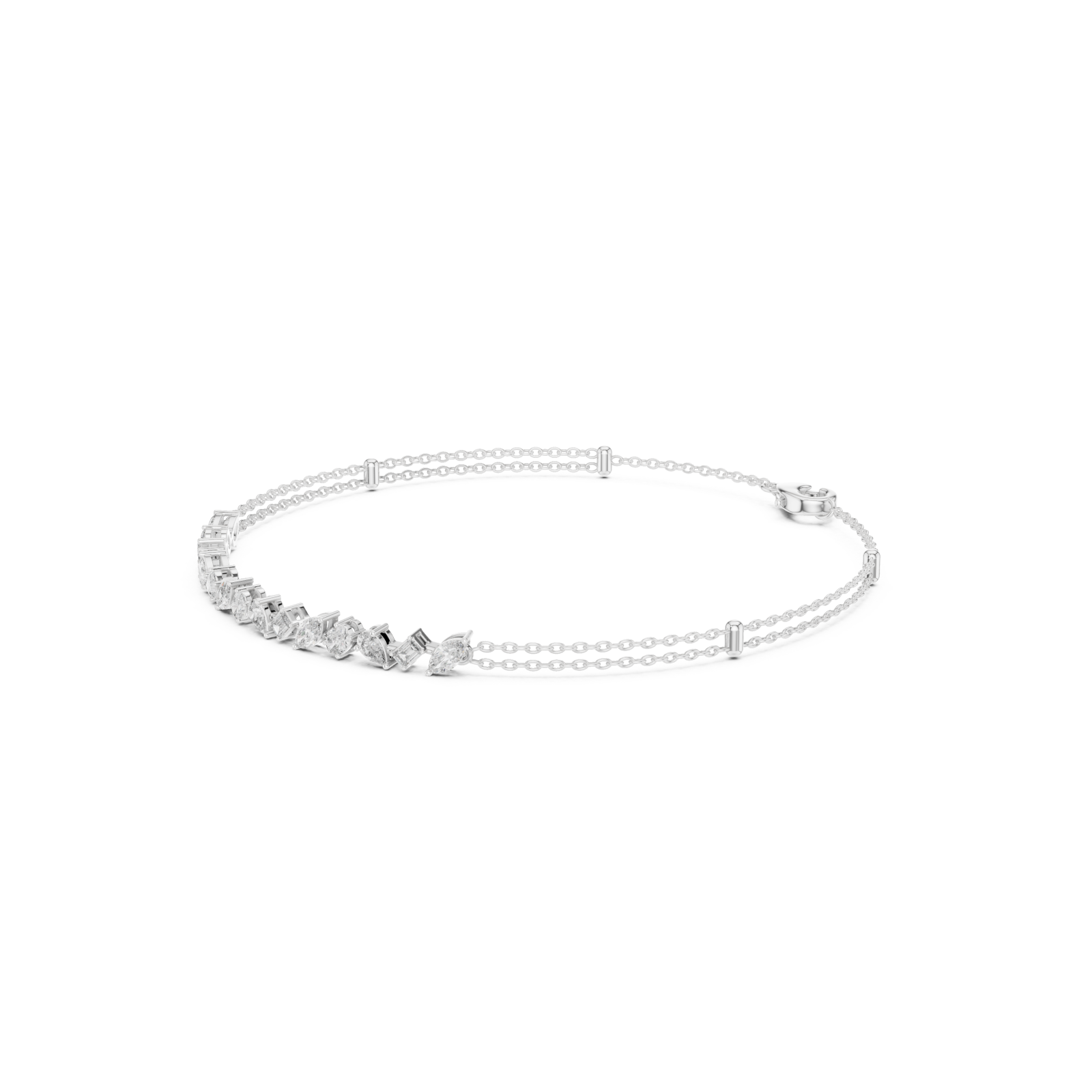  White Gold Graceful Radiance Tennis Bracelet Left View