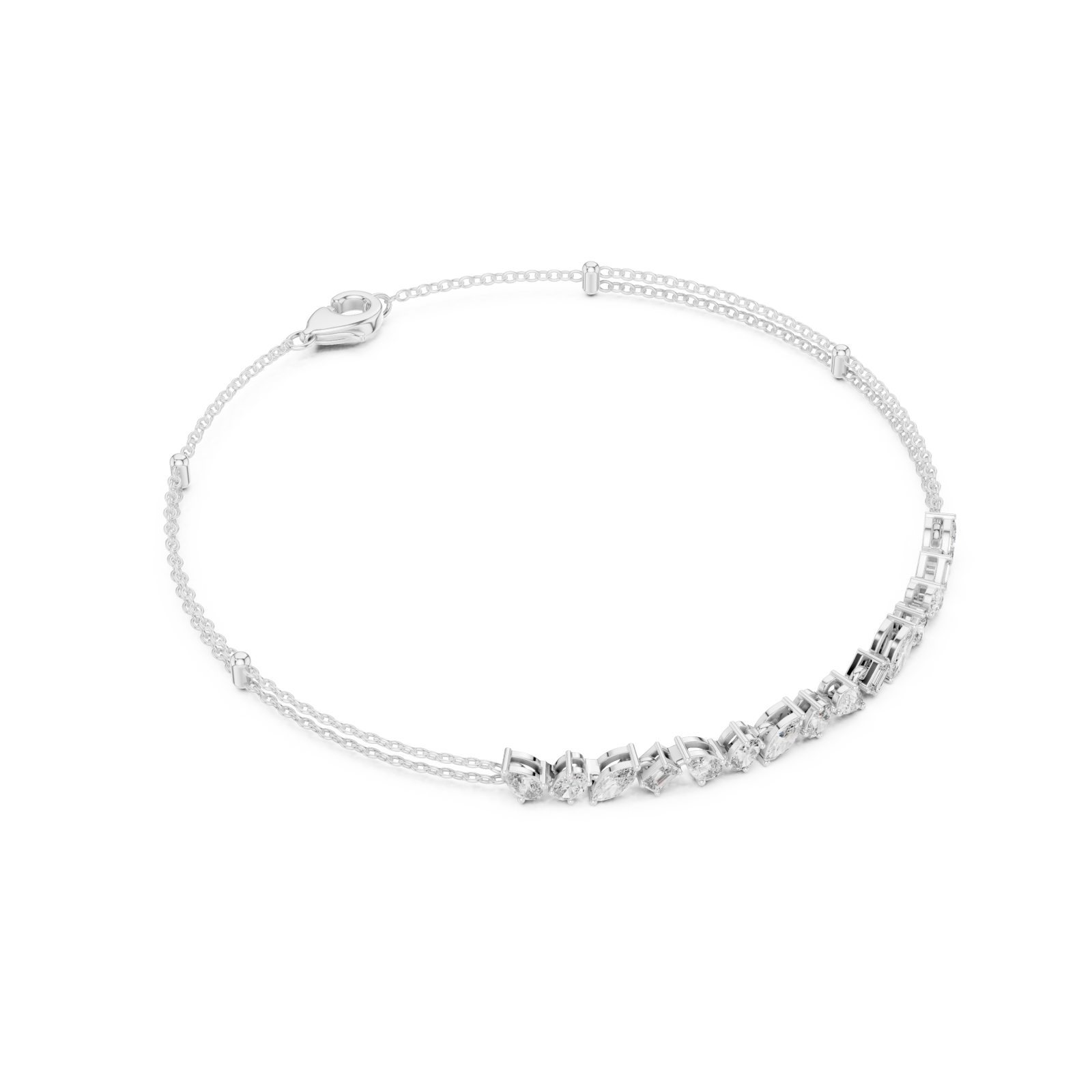  White Gold Graceful Radiance Tennis Bracelet Front View