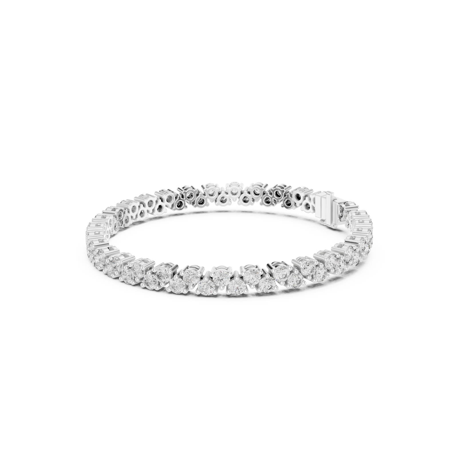  White Gold Serene Jewel Link Trio Wrap Bracelet Left View