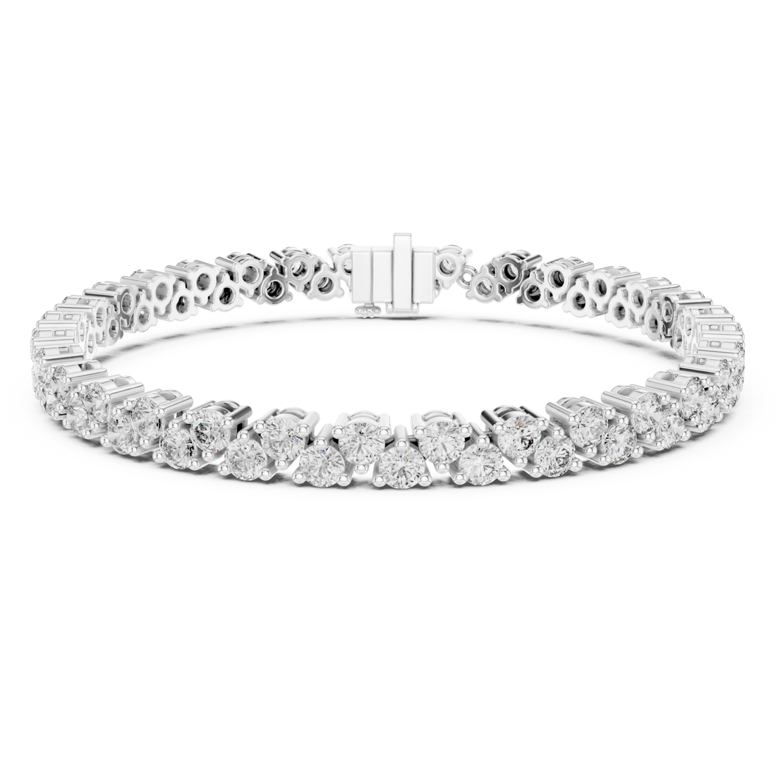  White Gold Serene Jewel Link Trio Wrap Bracelet Right View