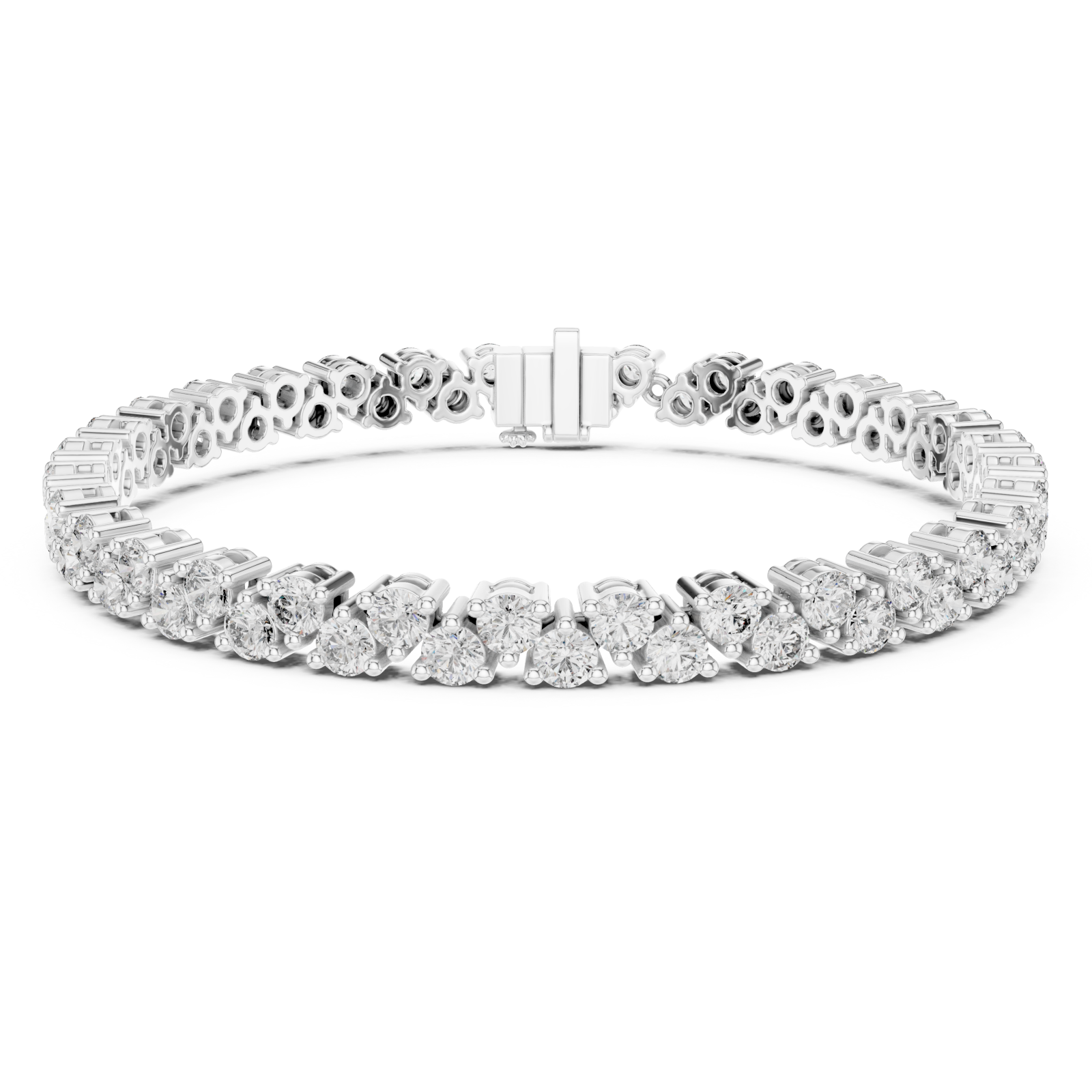  White Gold Serene Jewel Link Trio Wrap Bracelet Right View