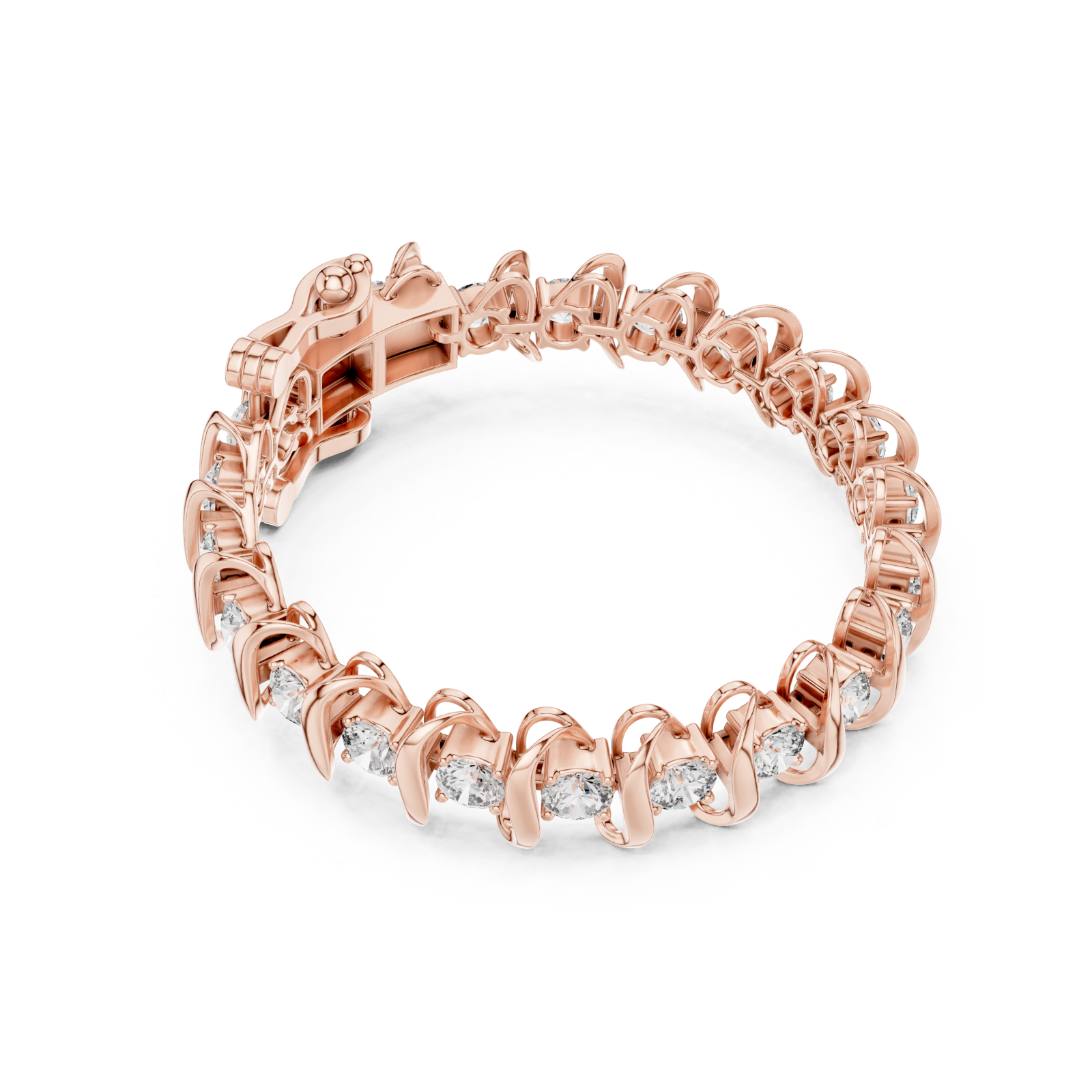  Rose Gold Twilight Cascade Ribbon Bangle Front View