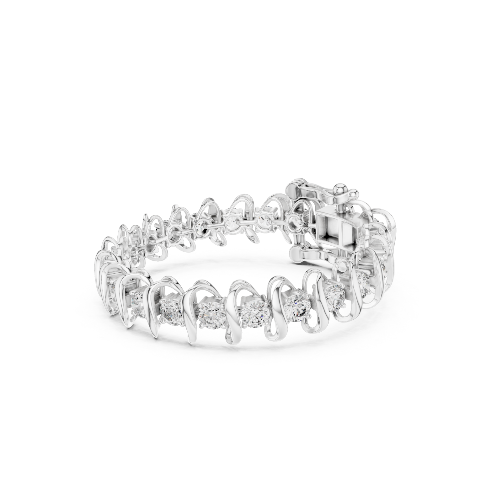  White Gold Twilight Cascade Ribbon Bangle Left View