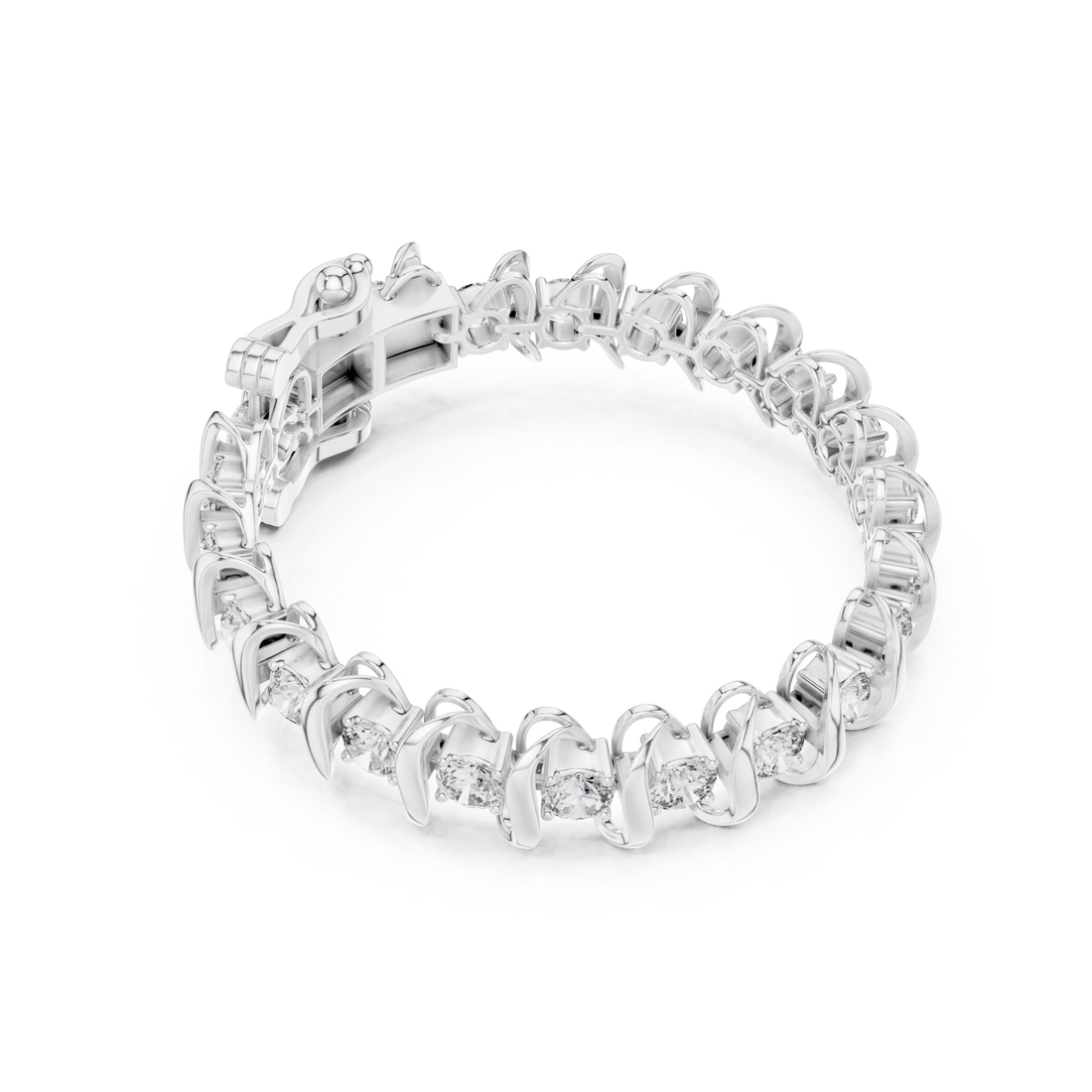  White Gold Twilight Cascade Ribbon Bangle Right View