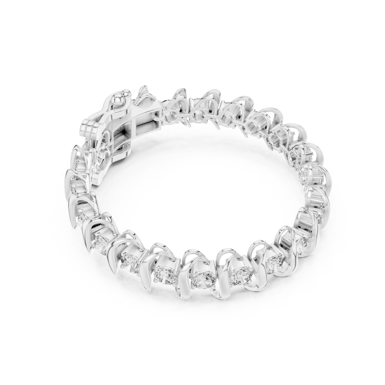  White Gold Twilight Cascade Ribbon Bangle Front View