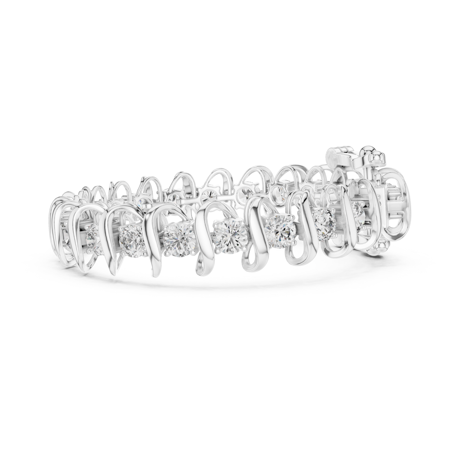  White Gold Twilight Cascade Ribbon Bangle Side View