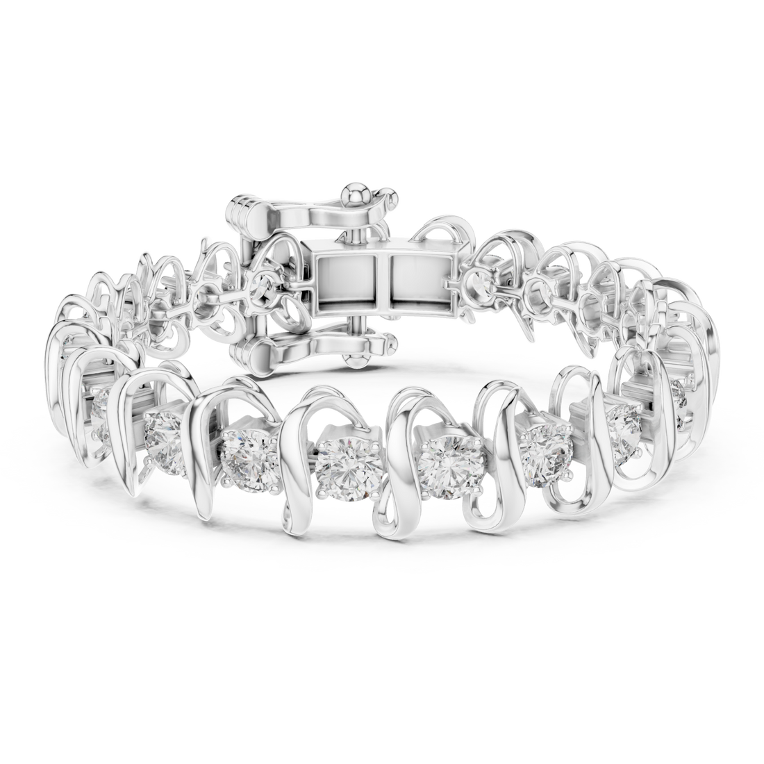  White Gold Twilight Cascade Ribbon Bangle Right View