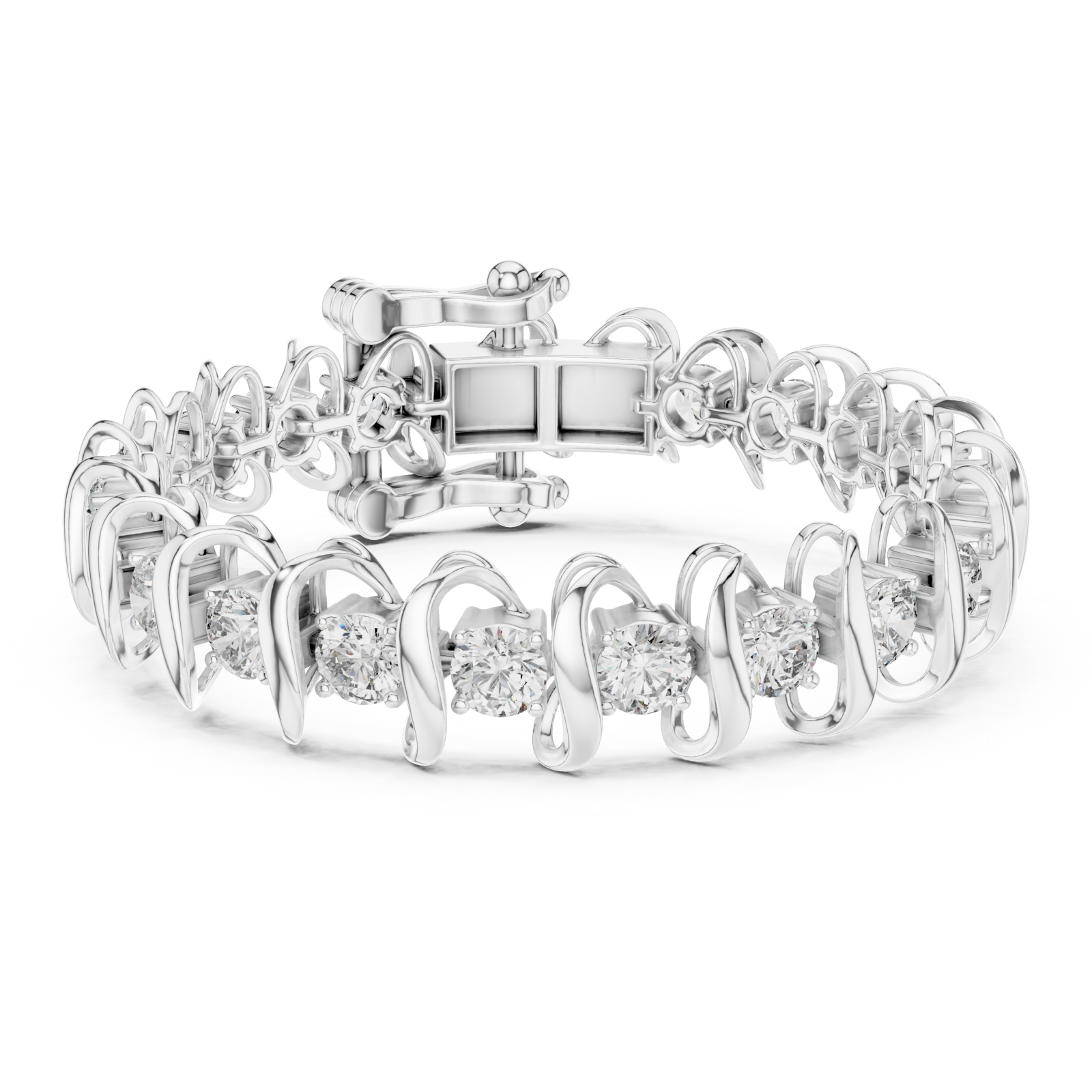  White Gold Twilight Cascade Ribbon Bangle Right View