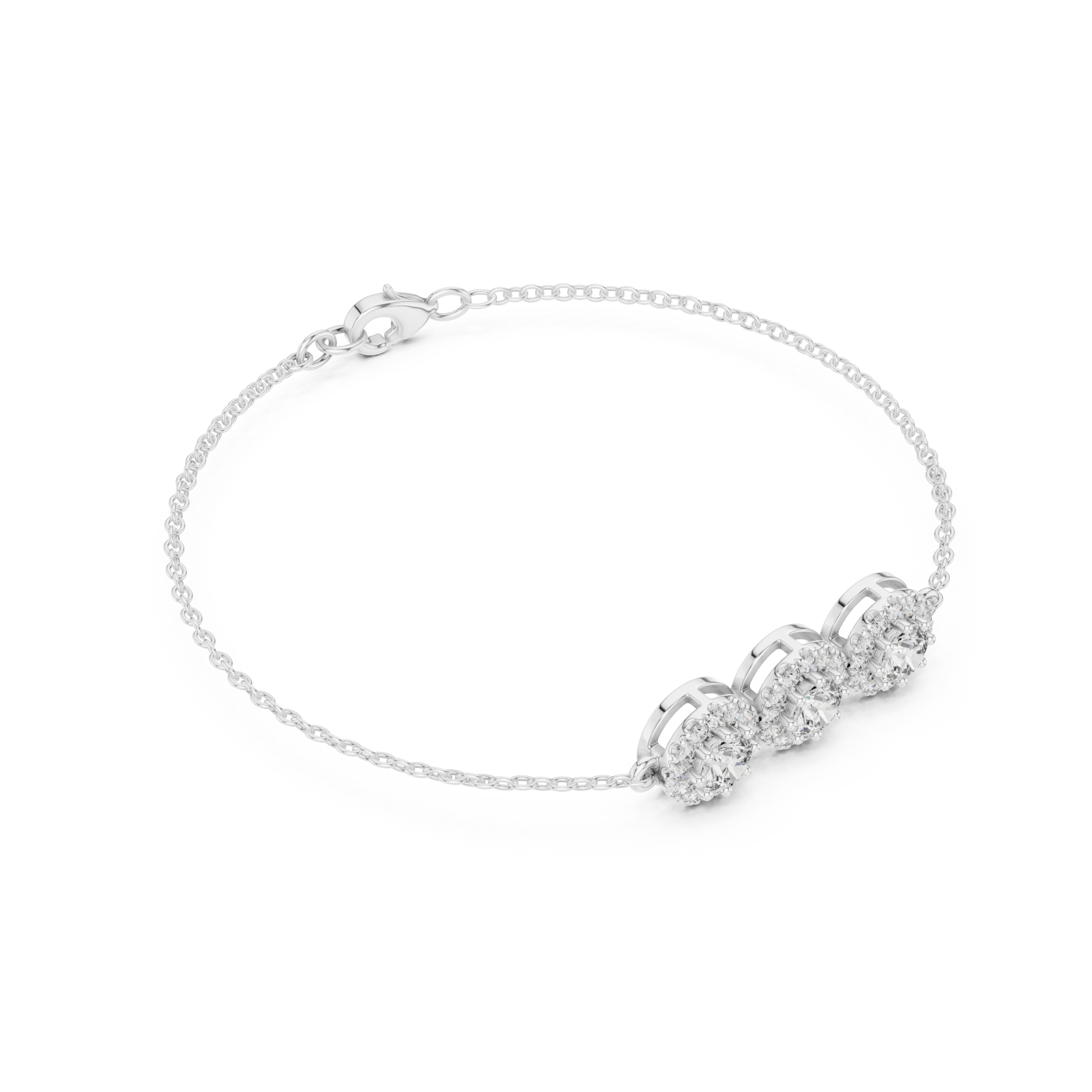  White Gold Eternal Muse Signature Three Motif Bracelet Front View