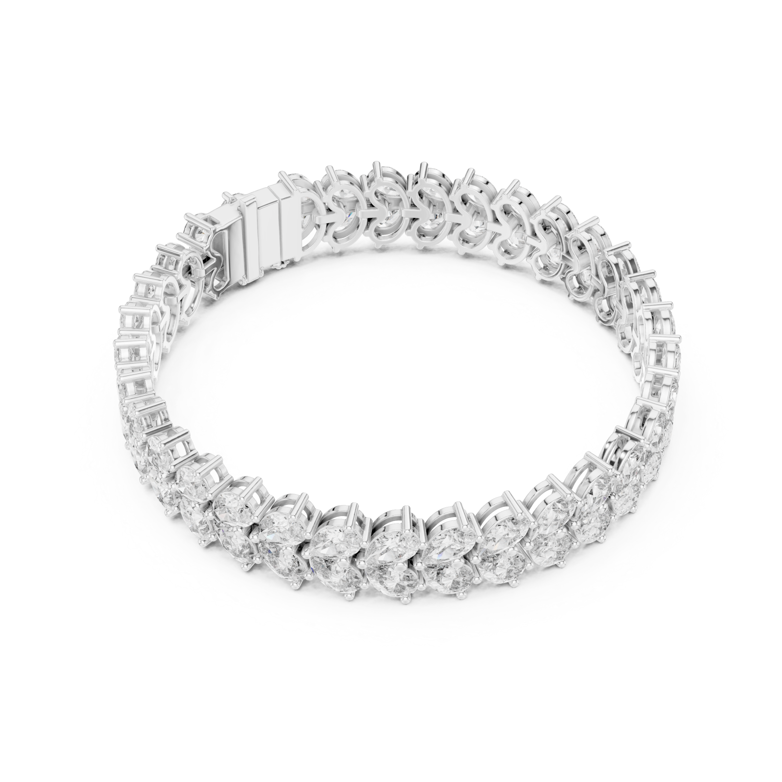  White Gold Luminous Echelon Flex Bracelet Front View