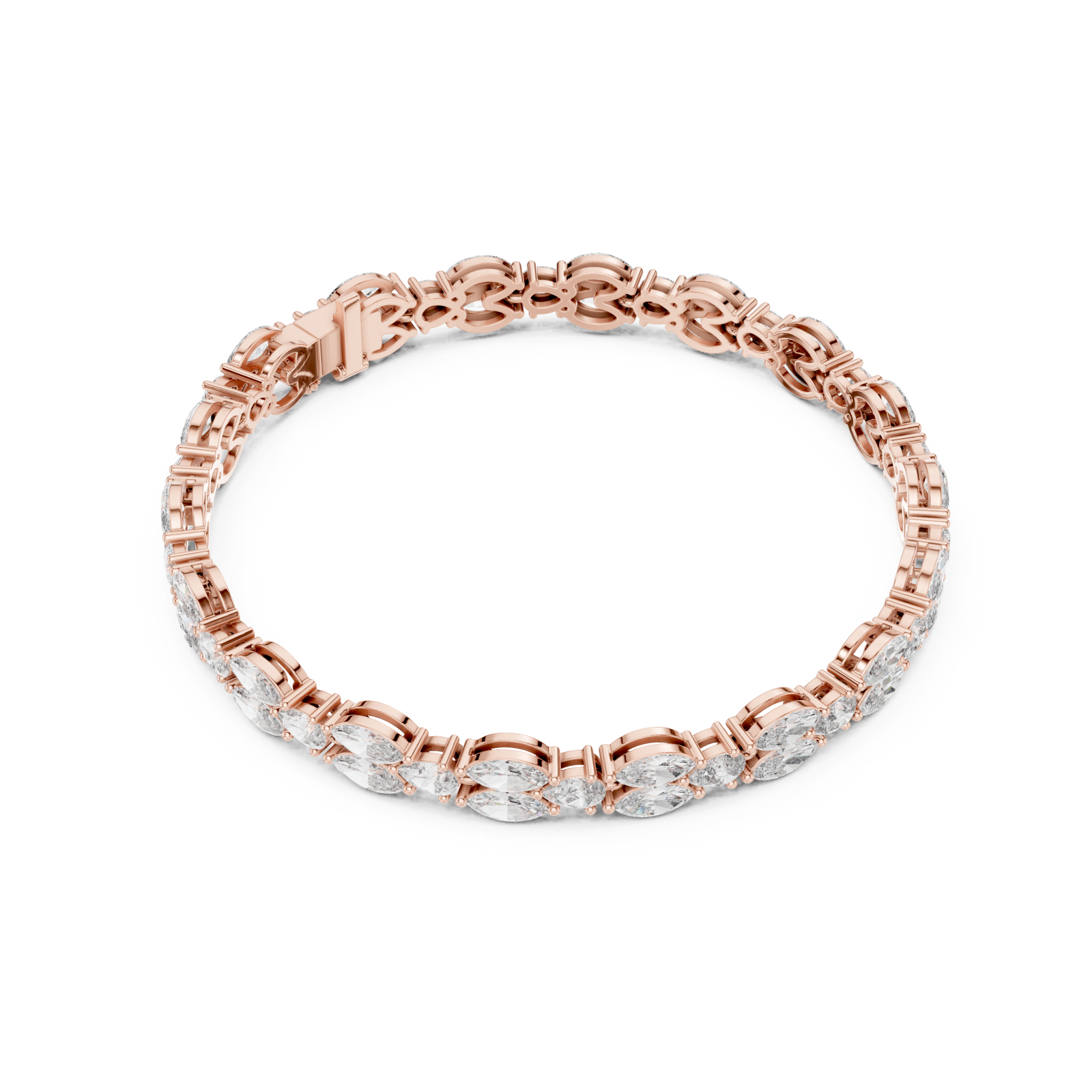  Rose Gold Lumina Curve Link Fine Bracelet Front View