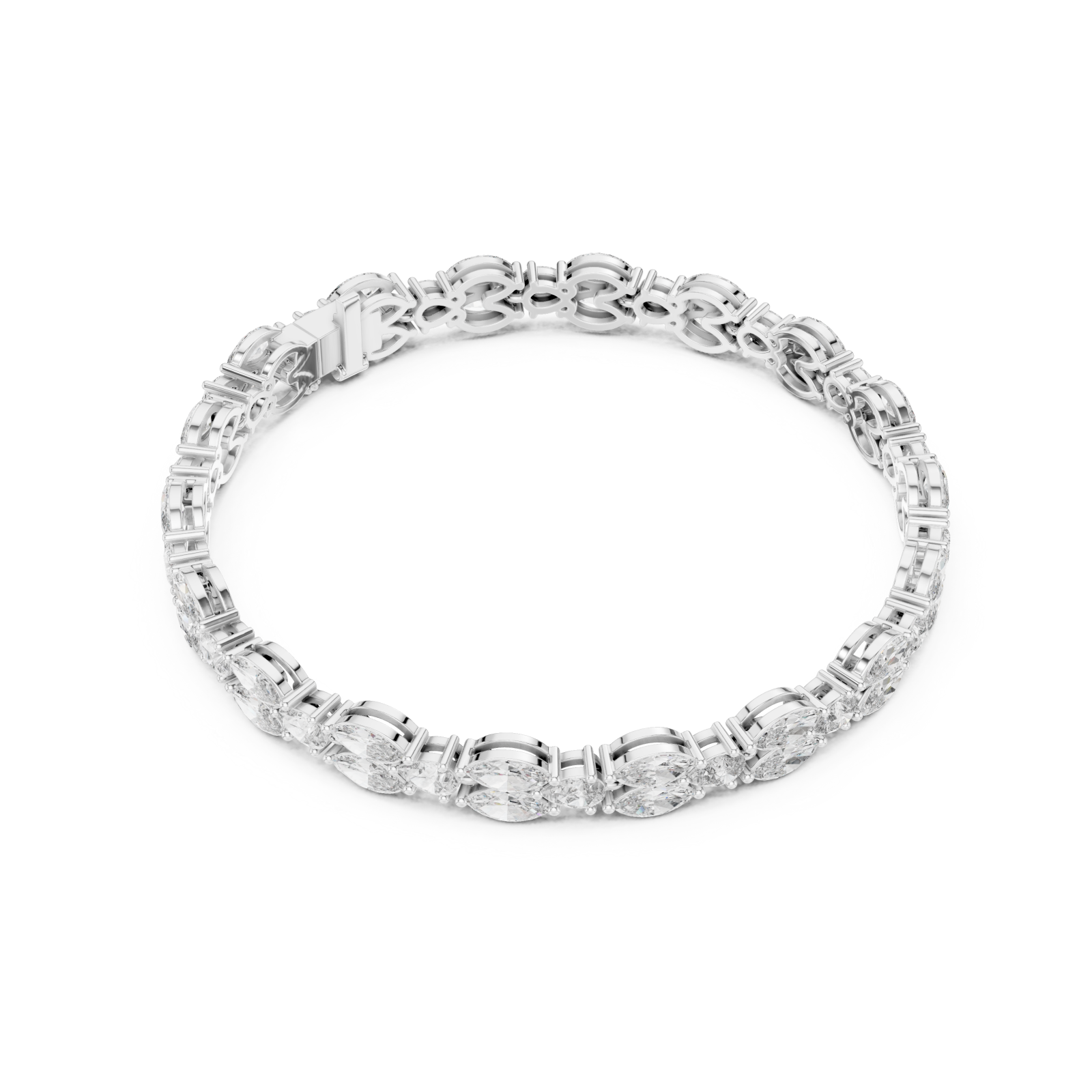  White Gold Lumina Curve Link Fine Bracelet Front View