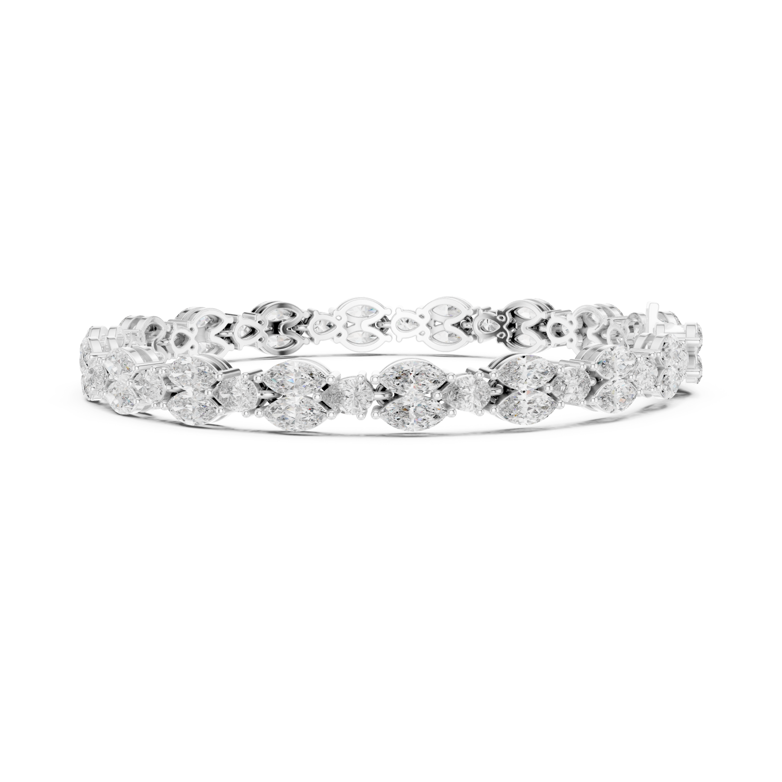  White Gold Lumina Curve Link Fine Bracelet Side View
