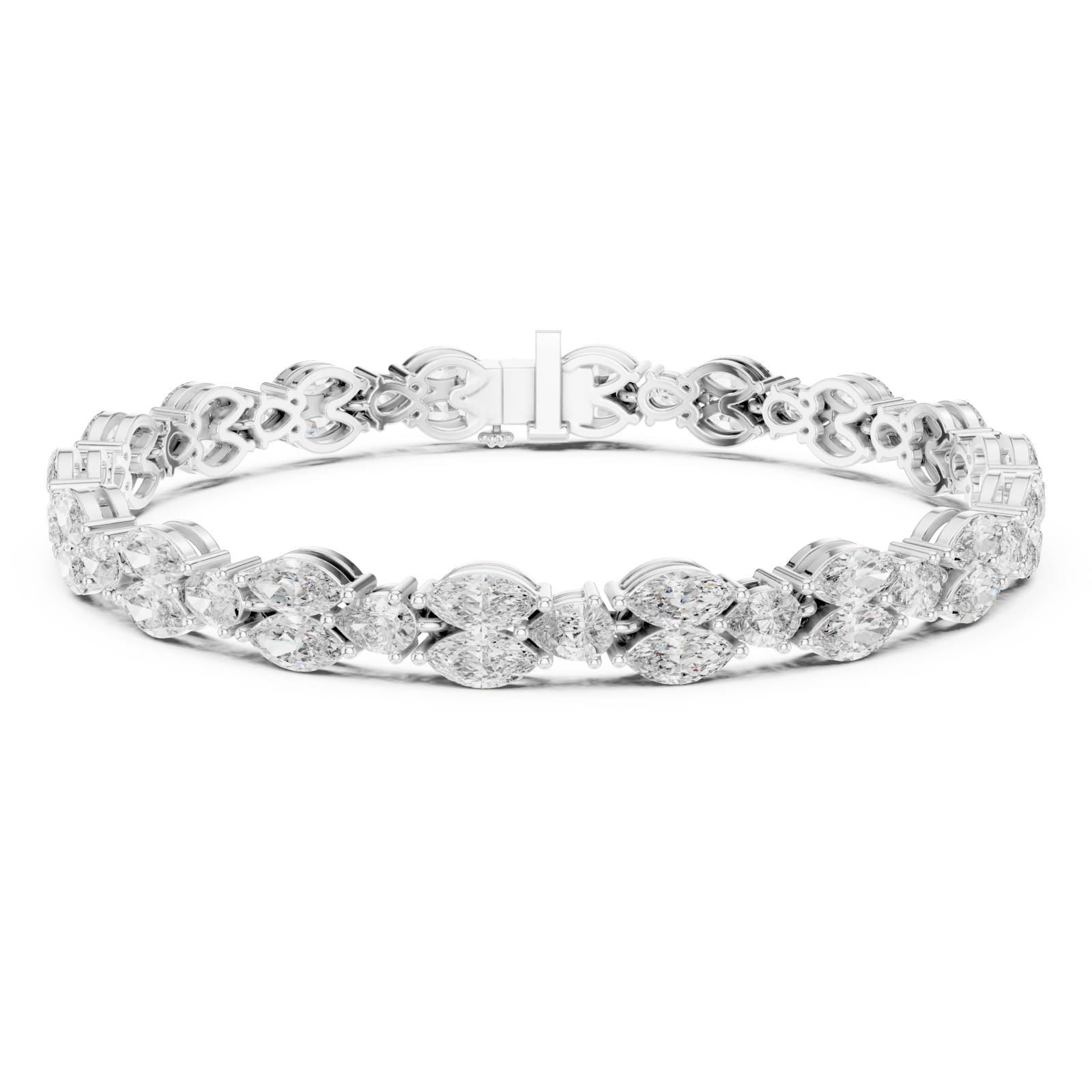  White Gold Lumina Curve Link Fine Bracelet Right View