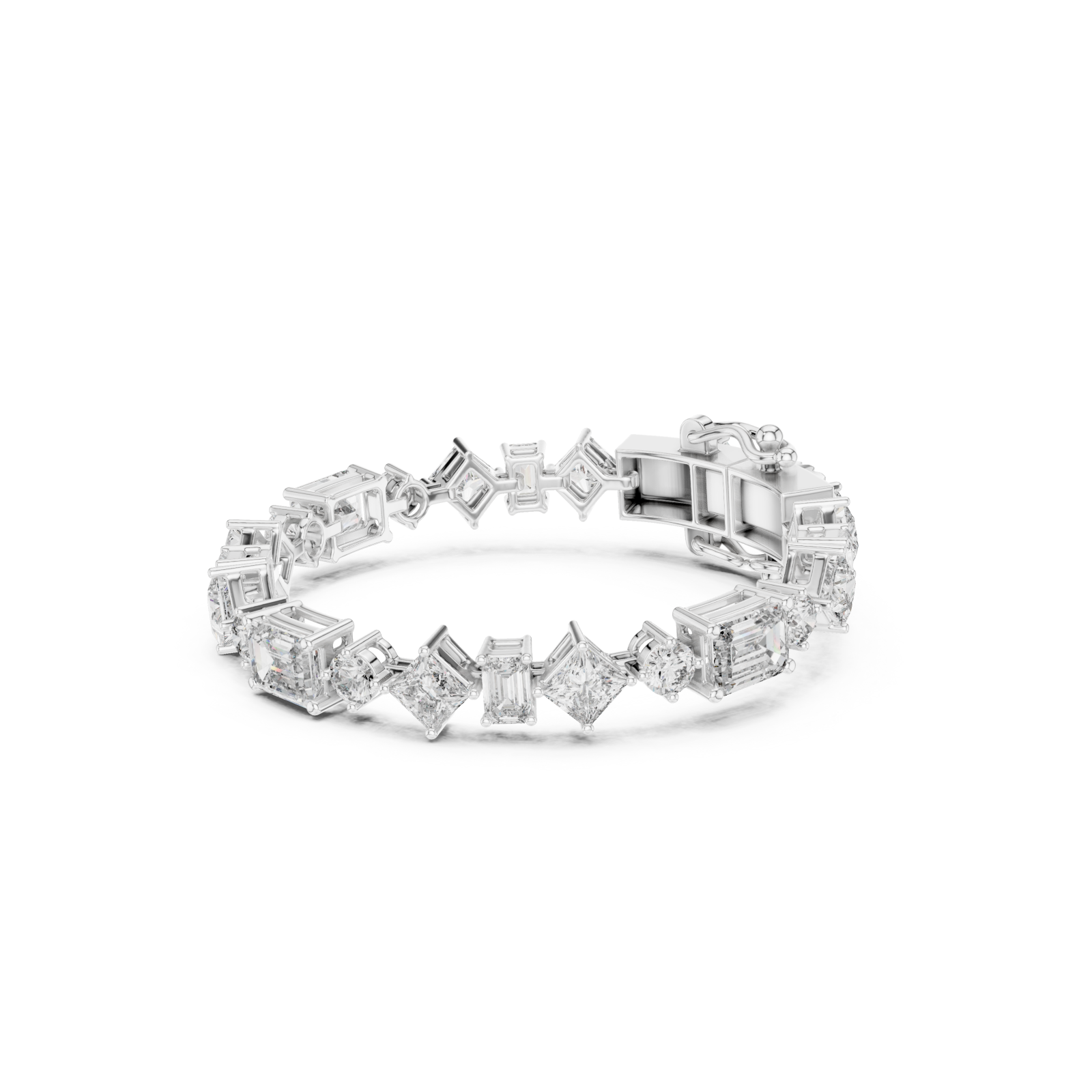  White Gold Radiant Silhouette Elegance Flex Bracelet Left View