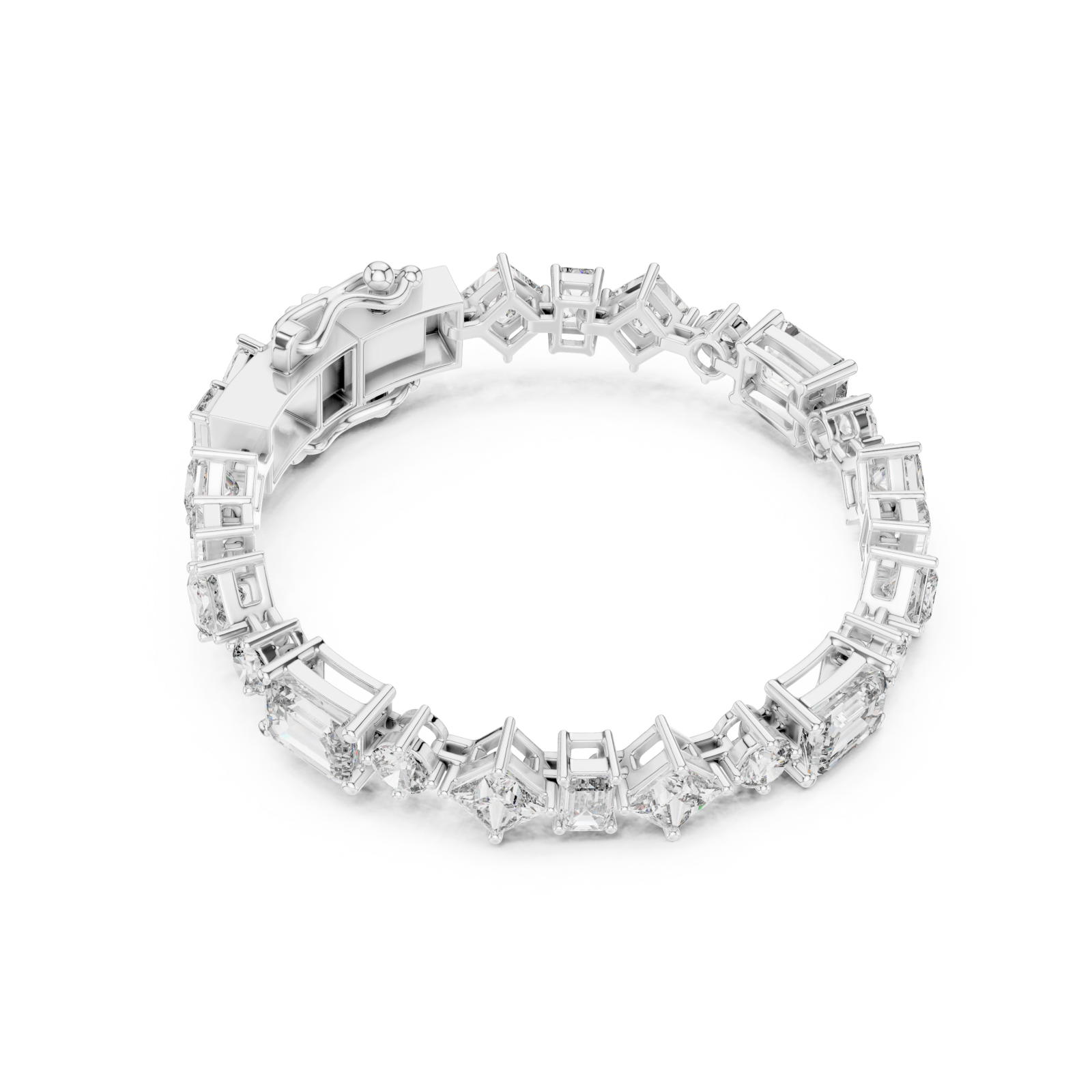  White Gold Radiant Silhouette Elegance Flex Bracelet Front View
