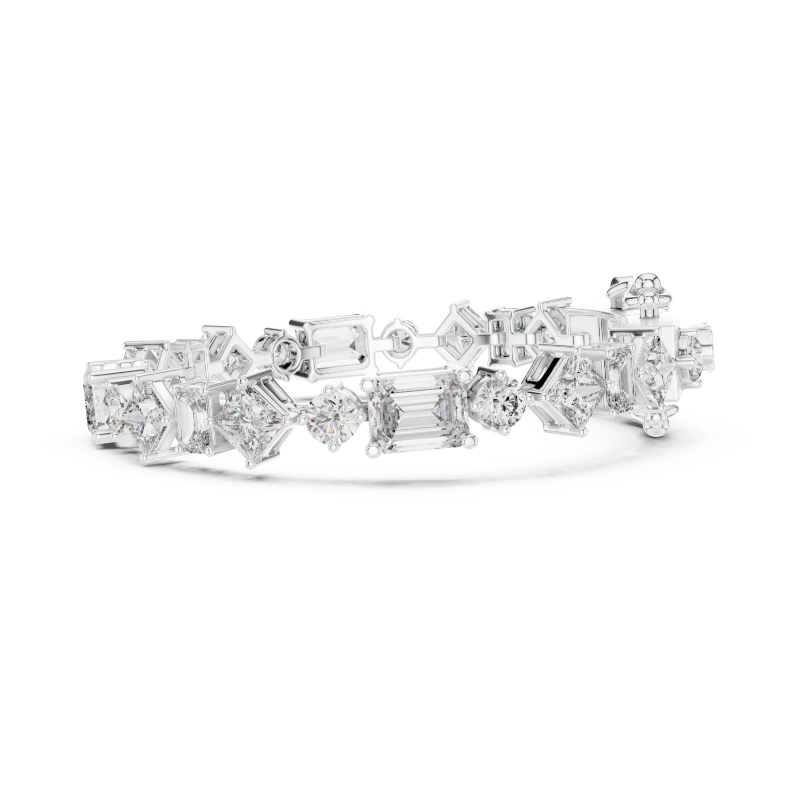  White Gold Radiant Silhouette Elegance Flex Bracelet Side View