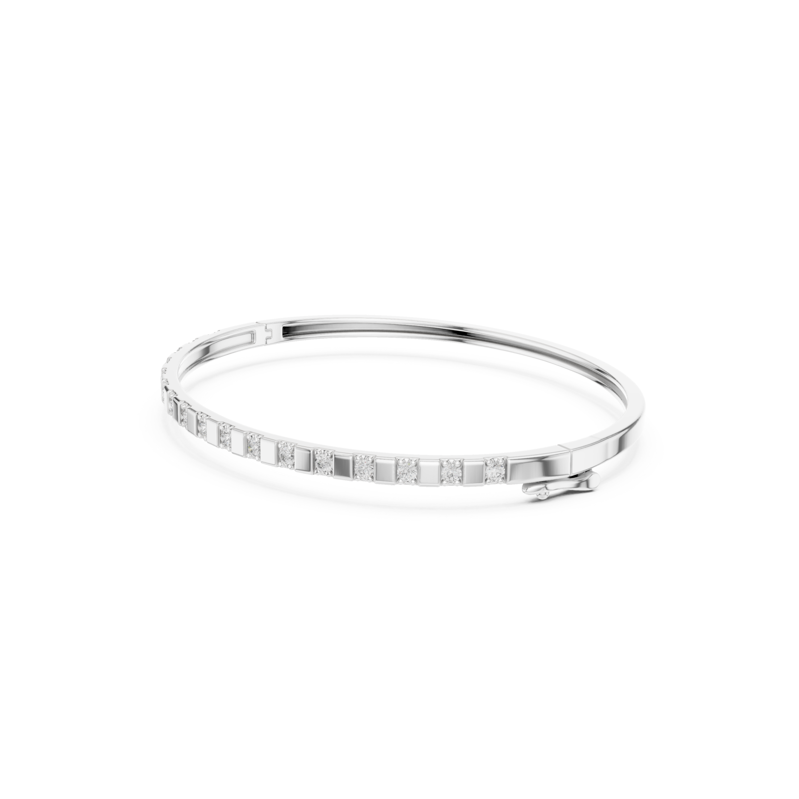  White Gold Graceful Contemporary Bangle Left View