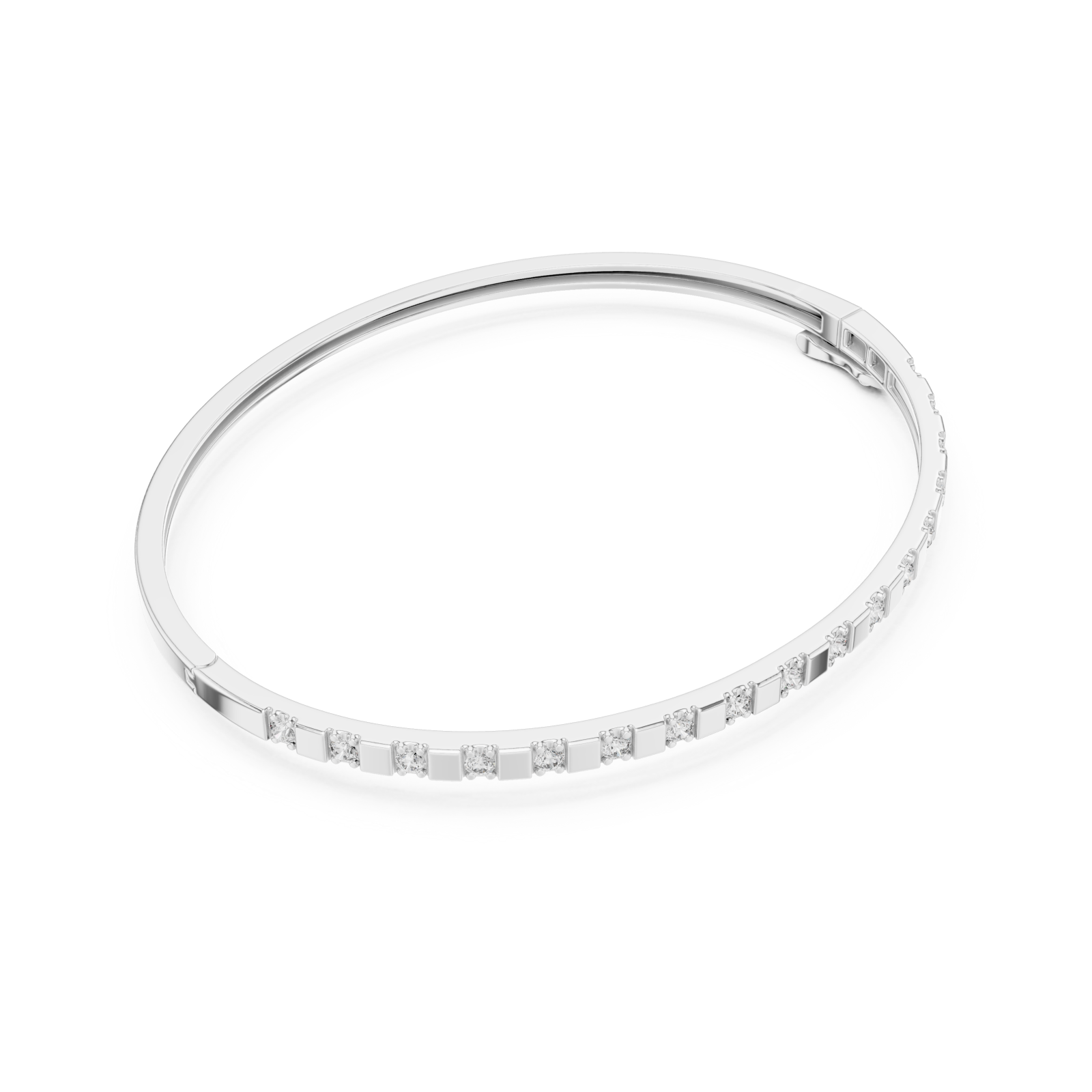  White Gold Graceful Contemporary Bangle Front View
