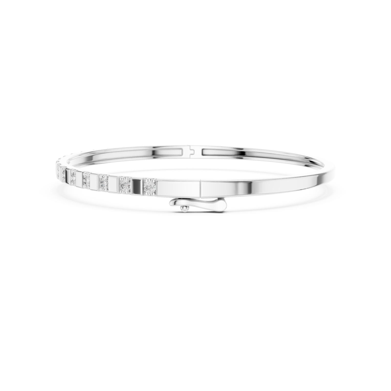 White Gold Graceful Contemporary Bangle Side View