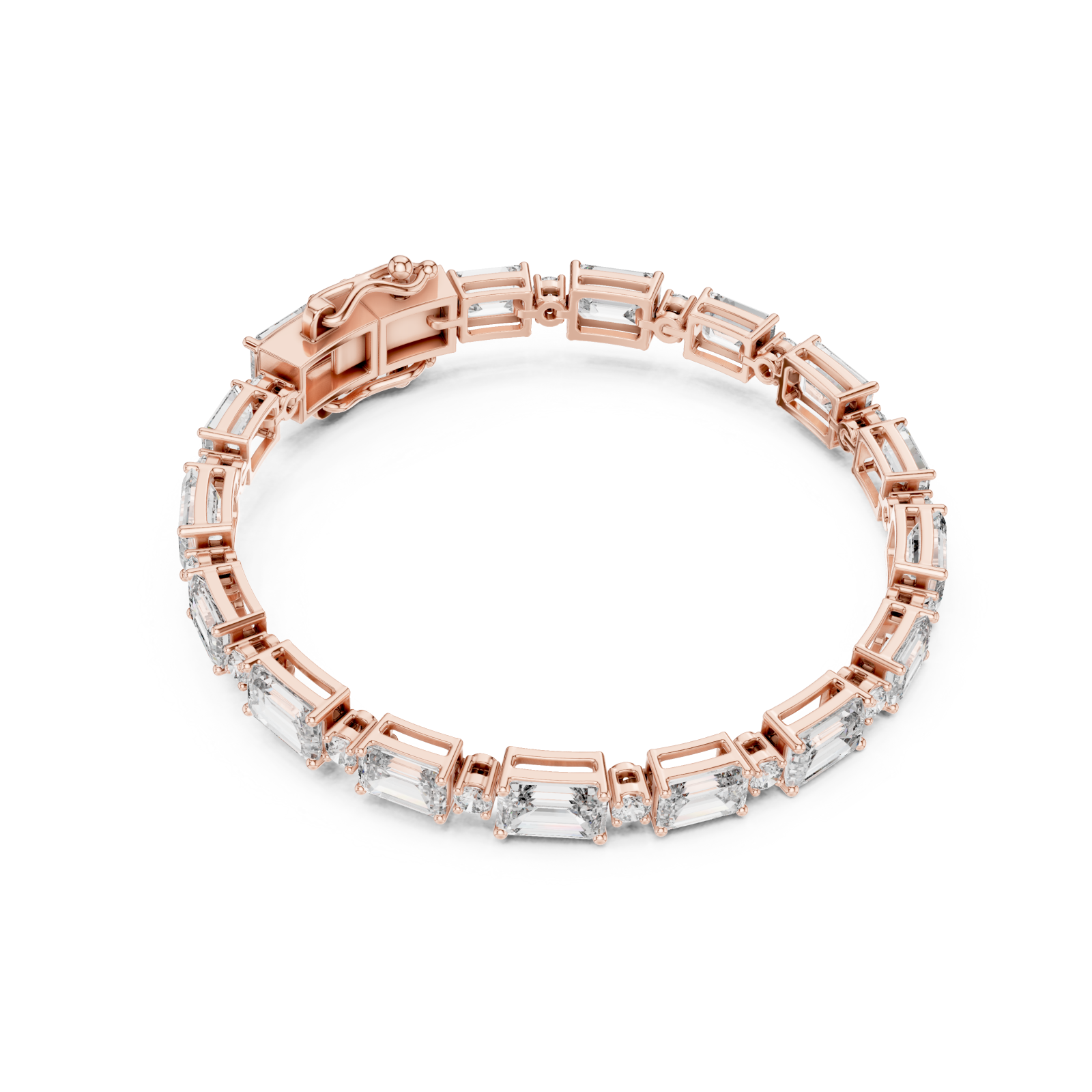  Rose Gold Grand Aurora Modern Line Bracelet Front View