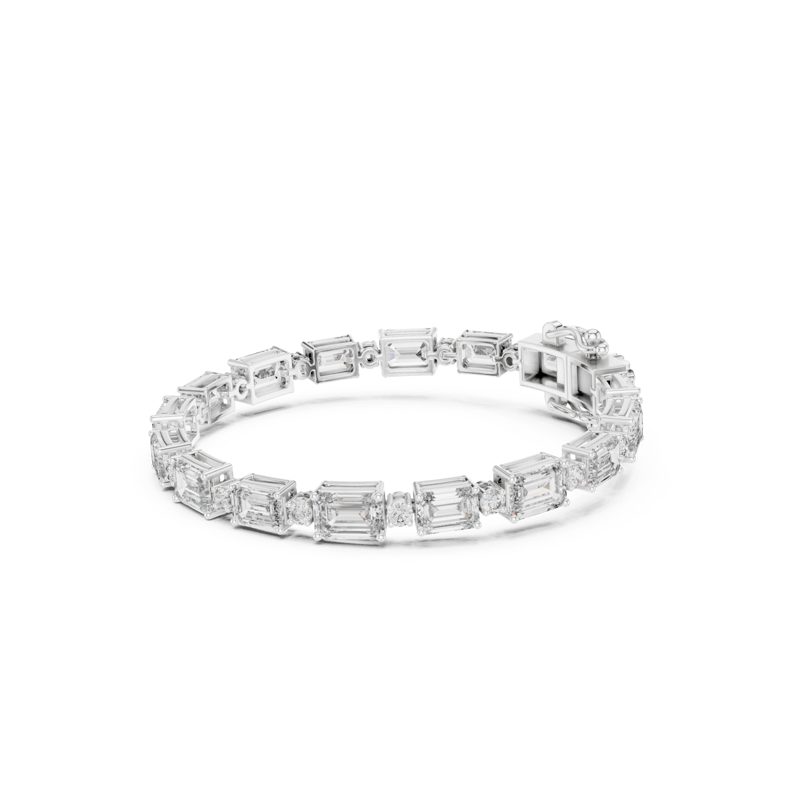  White Gold Grand Aurora Modern Line Bracelet Left View