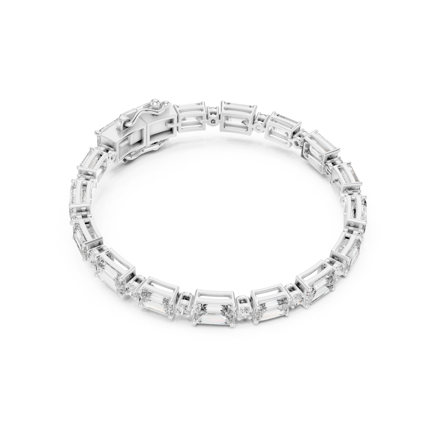 White Gold Grand Aurora Modern Line Bracelet Front View