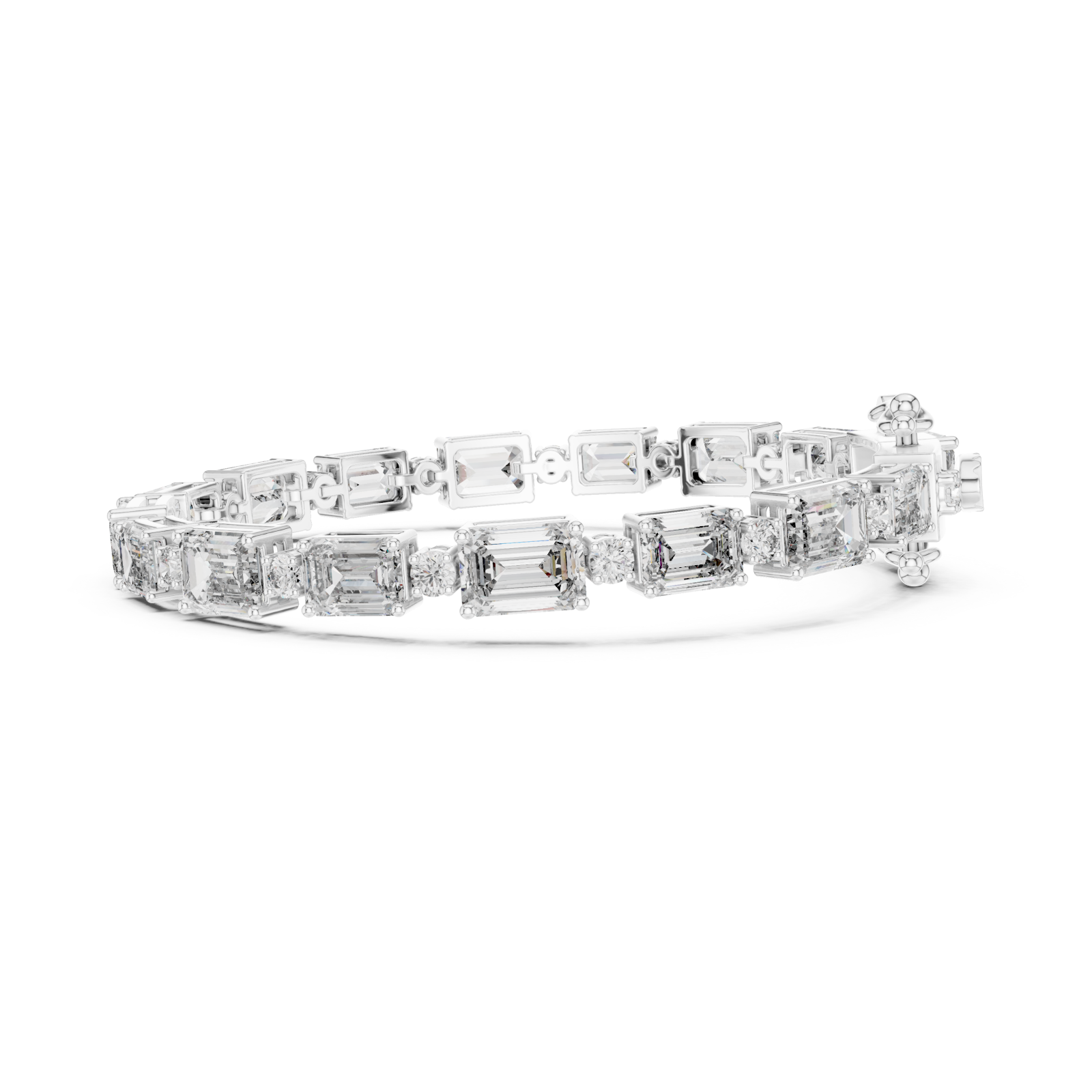  White Gold Grand Aurora Modern Line Bracelet Side View