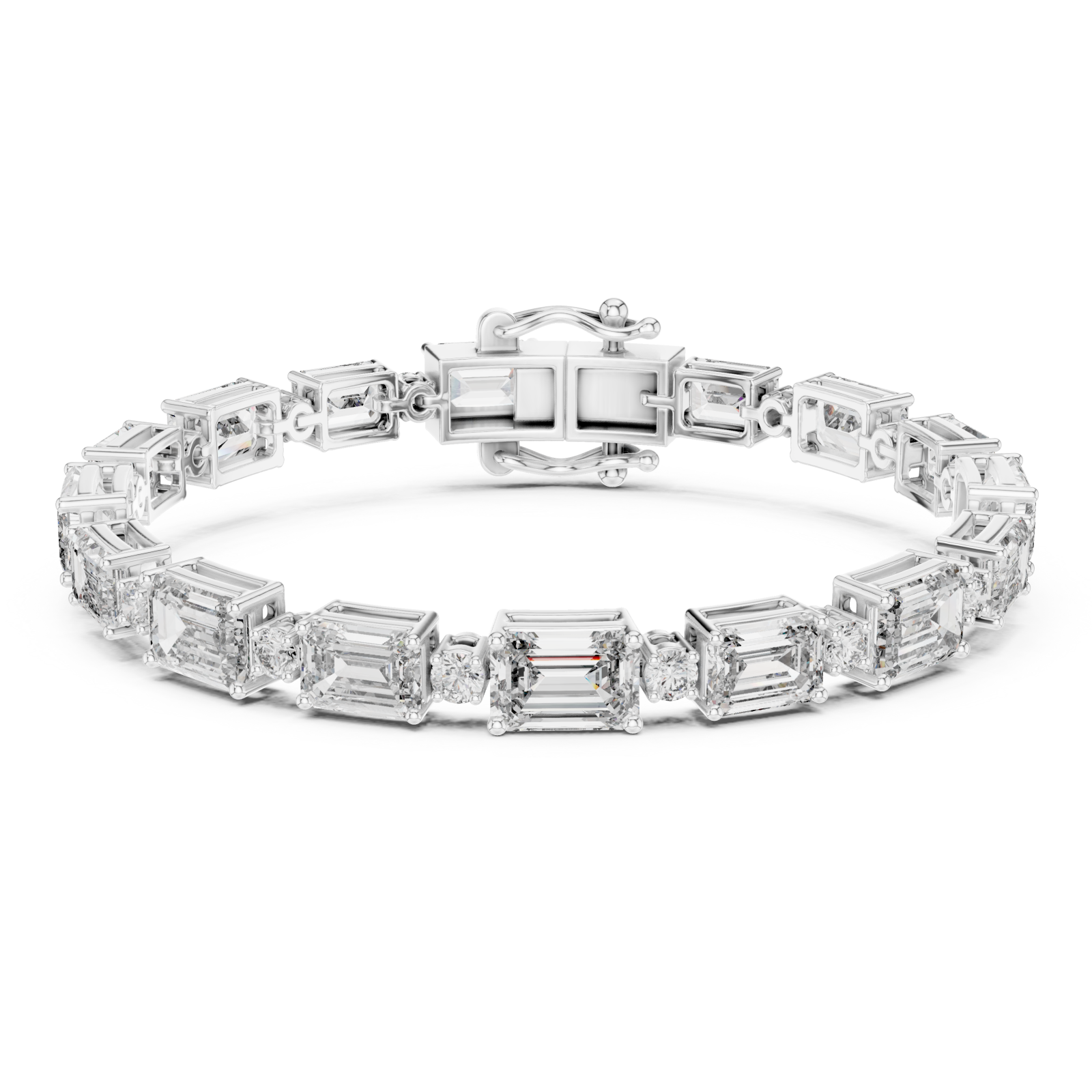  White Gold Grand Aurora Modern Line Bracelet Right View